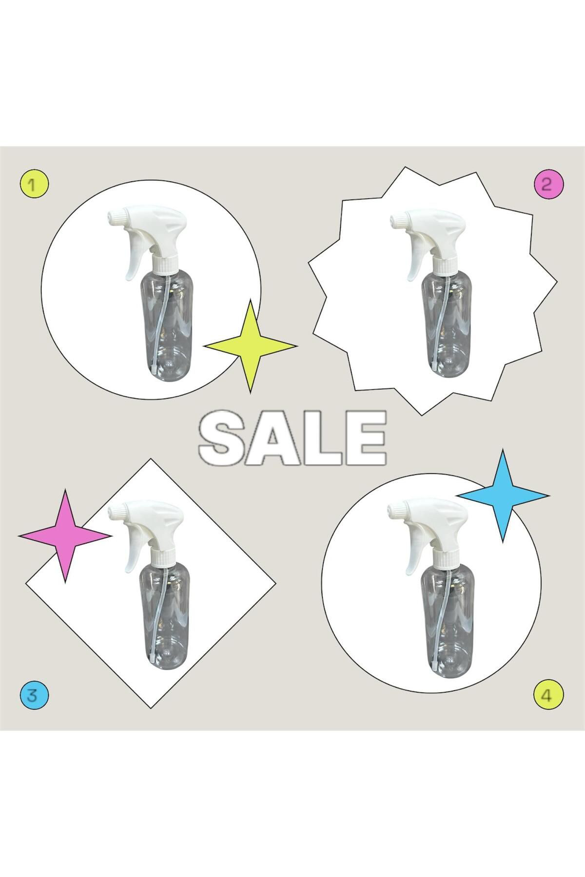 Parkes Şişe Pet 500 Ml Boş Şeffaf Ve Trigger Fisfis Sprey 4 Adet 1.Sinif