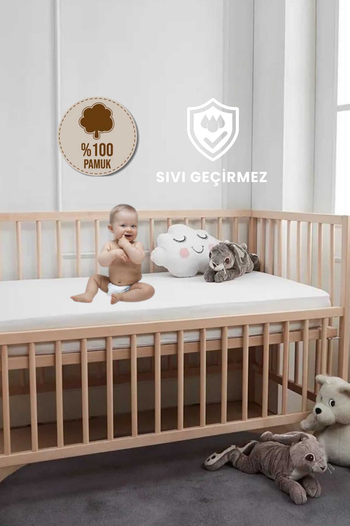 Formeya Sivi Geçirmez Bebek Alezi %100 Pamuk Kumaş Çocuk Alezi, Park Yata