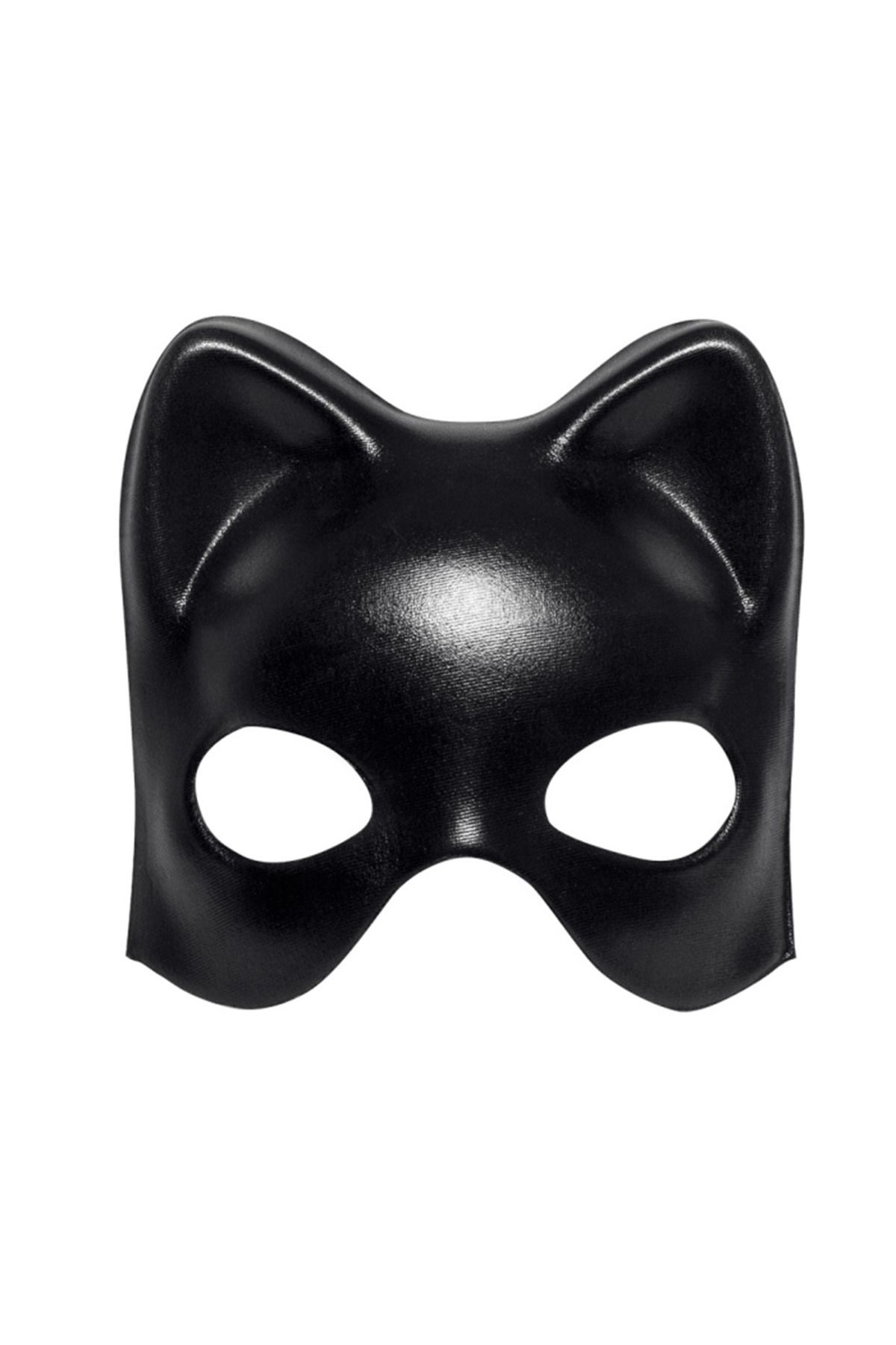 Ok Aksesuar Siyah Deri Görünümlü Kedi Maskesi Cosplay &Amp;Amp; Maskeli Balo