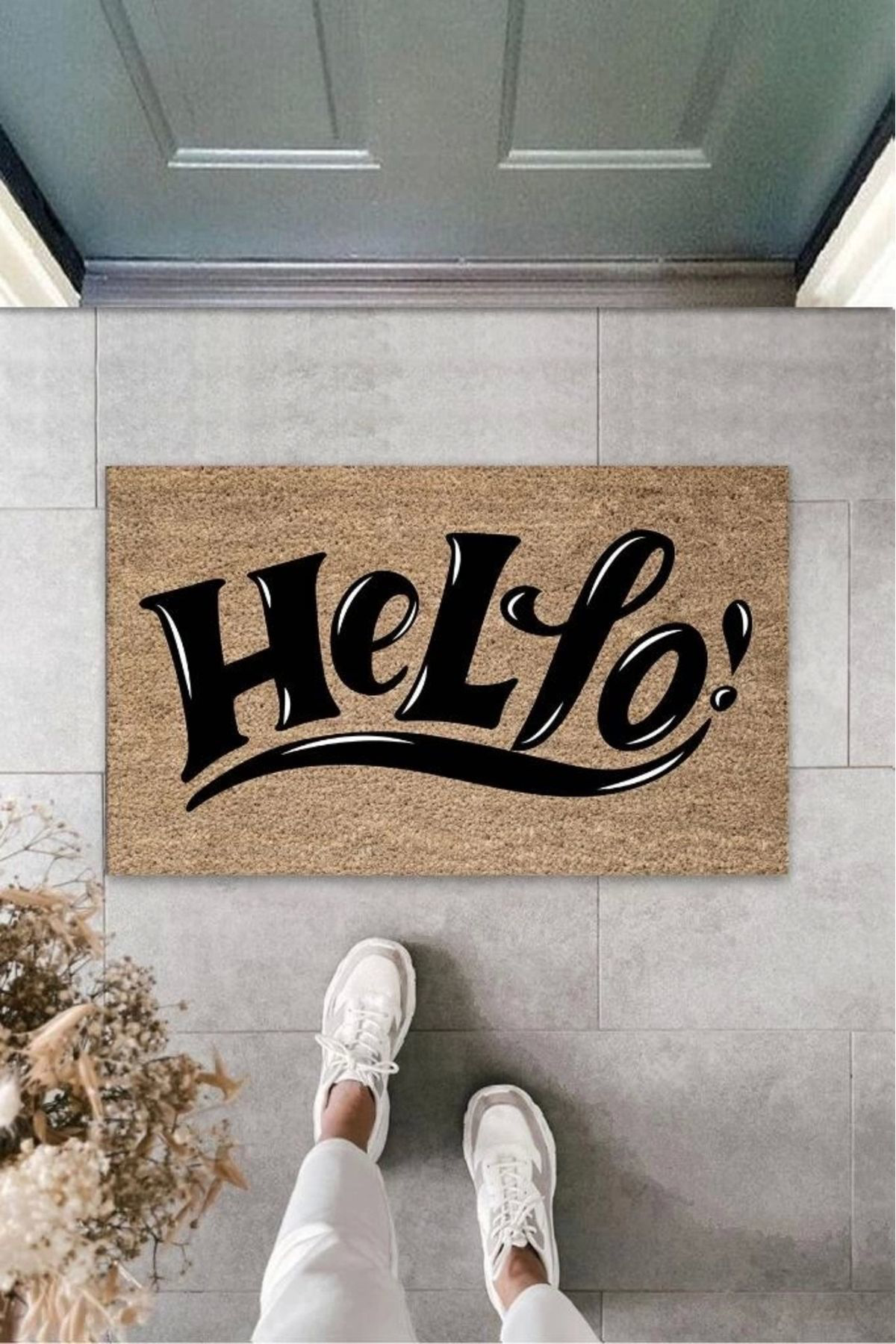 Ne Verelim Size Siyah Kapi Önü Paspasi Hello Desen K-3276