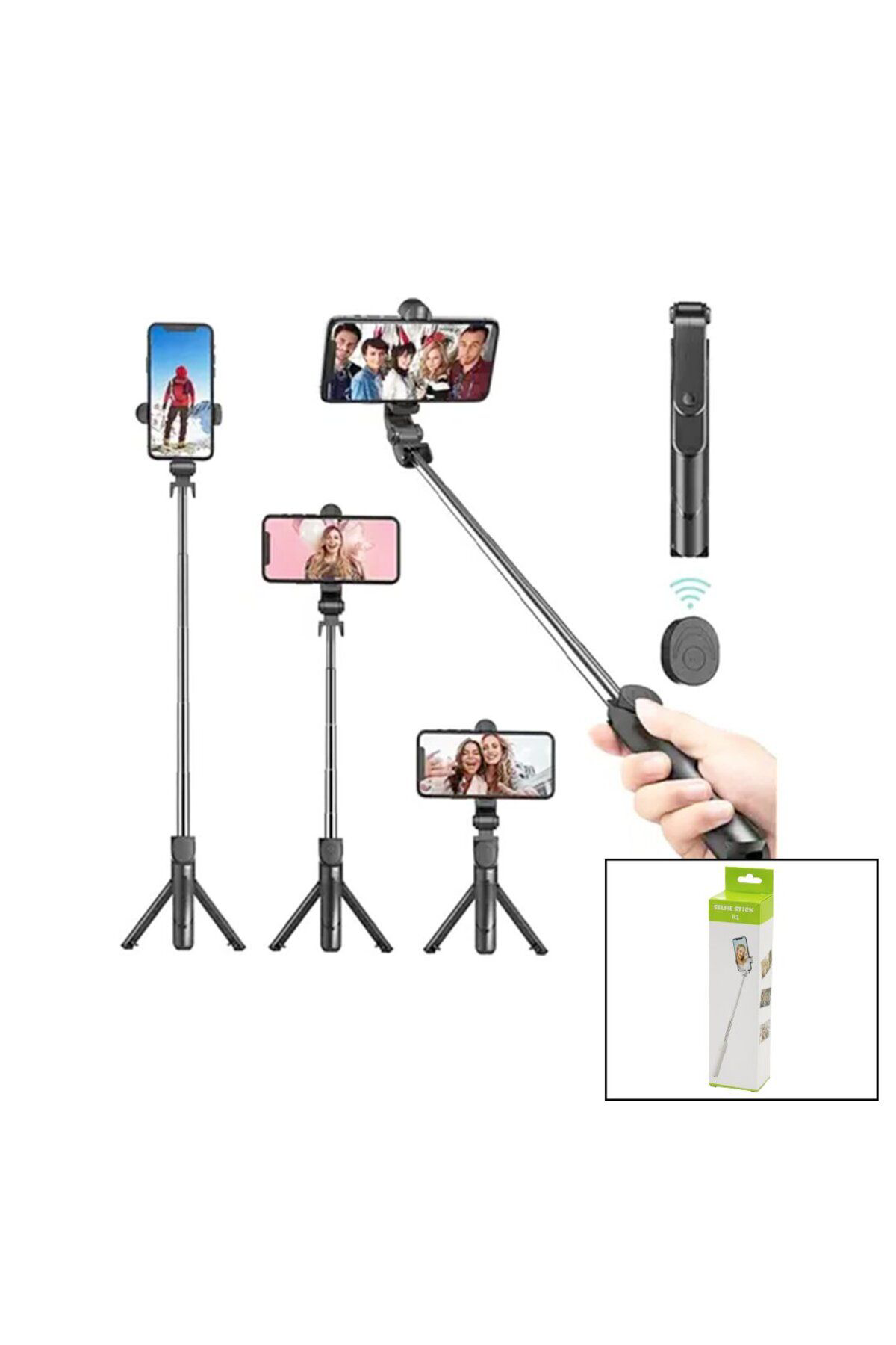 Ok Aksesuar Siyah Selfi Çubuk - Tripod Ayakli 57Cm Uzayan-Kisalan Sapli + 10C