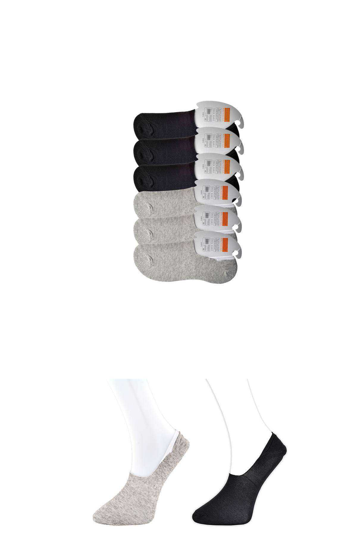 Just Cheap Store Siyah Ve Gri Erkek Babet Çorap 6 Çift