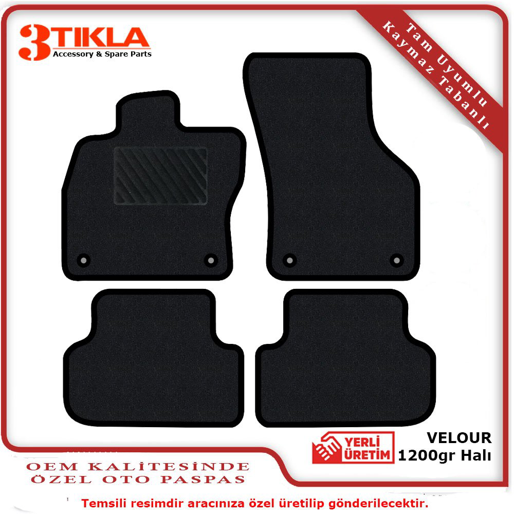 Skoda SuperB B5 2001-2008 Lüks Halı Paspas Seti Siyah