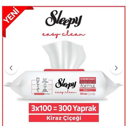 Sleepy  Easy Clean Kiraz Çiçeği Yüzey Temizlik Havlusu&Mendili 6X1
