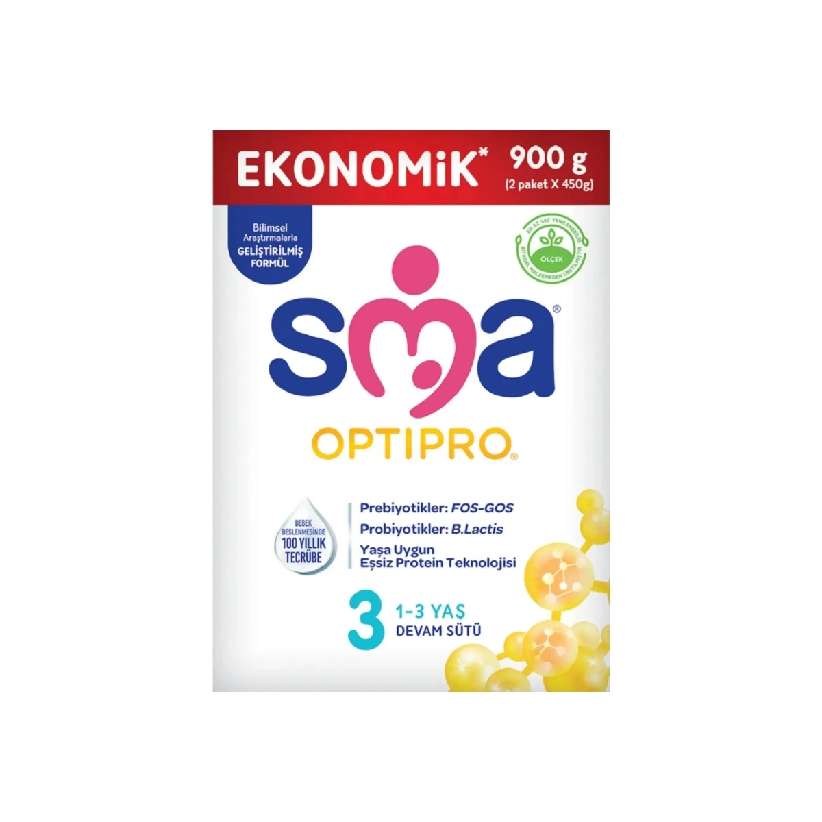 Nestle Sma Optipro  3 Probiyotik Bebek Devam Sütü  900 Gr