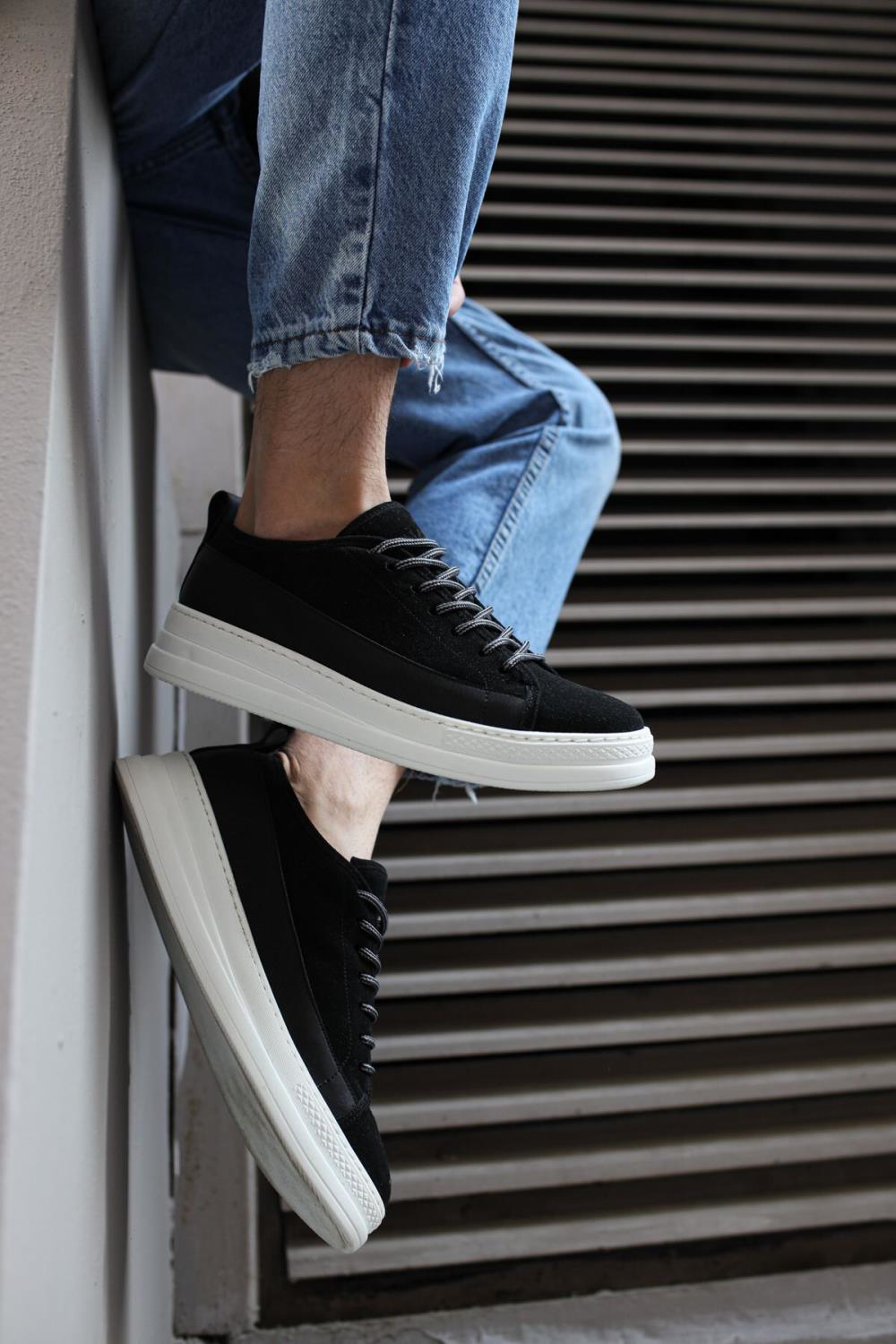 Sneakers Ayakkabı 010 Siyah Süet (Beyaz Taban)