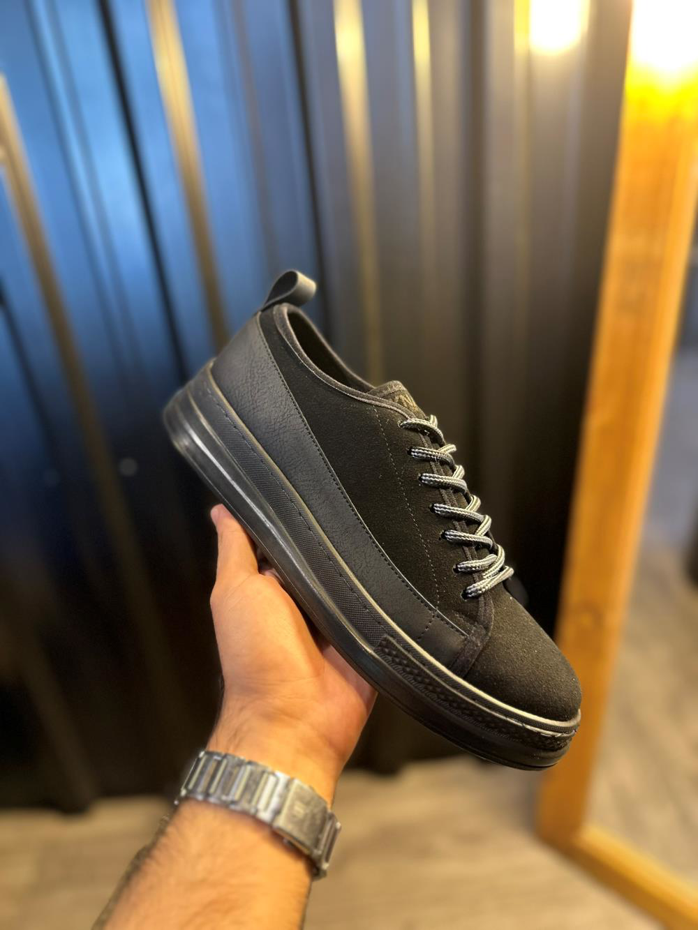 Sneakers Ayakkabı 010 Siyah Süet (Siyah Taban)