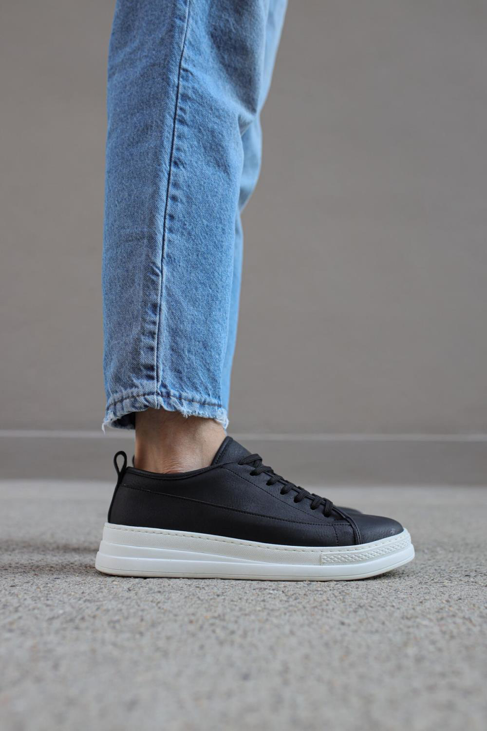 Sneakers Ayakkabı 010 Siyah (Beyaz Taban)