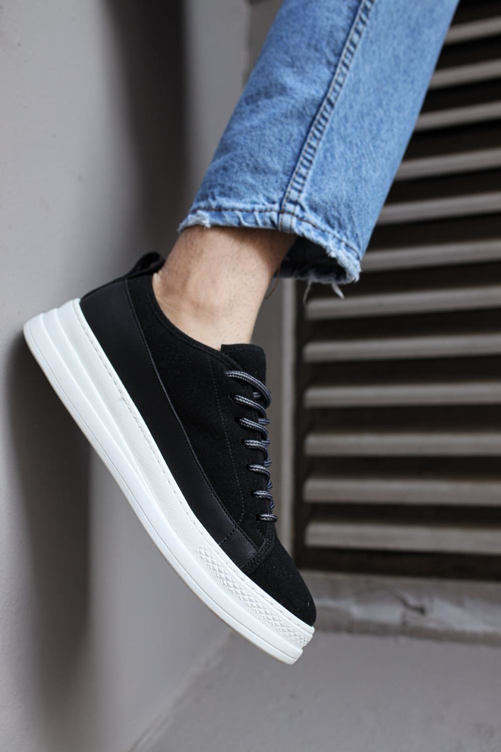 Sneakers Ayakkabı 010 Siyah Süet (Beyaz Taban)