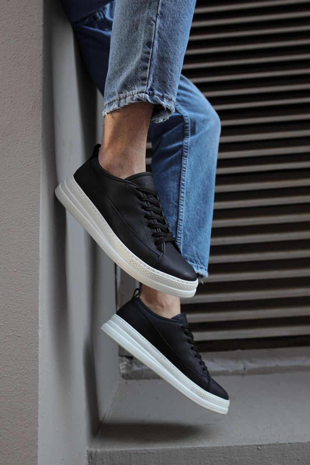 Sneakers Ayakkabı 010 Siyah (Beyaz Taban)