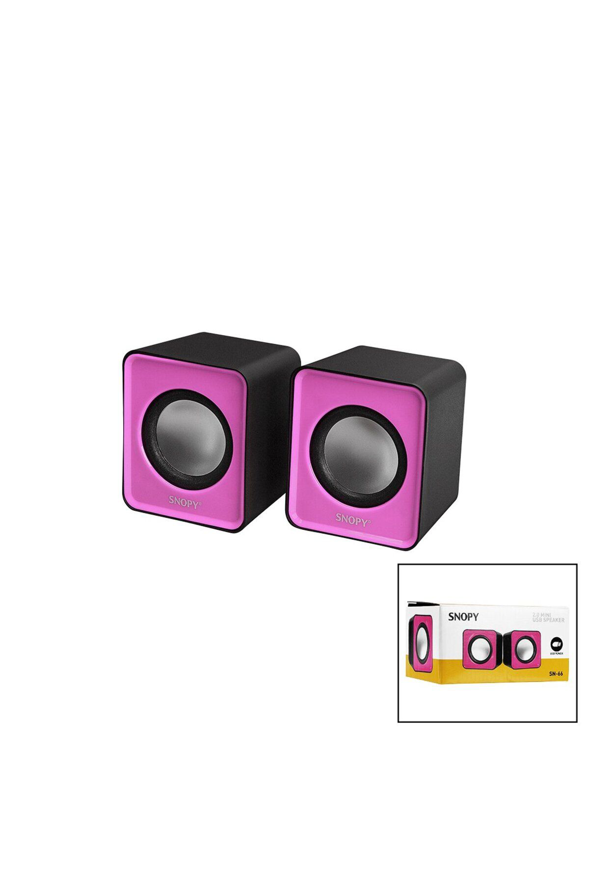 Ok Aksesuar Snopy Sn-66 Pembe Usb 2.0 Multimedya 1+1 Hoparlör Speaker Set 6W