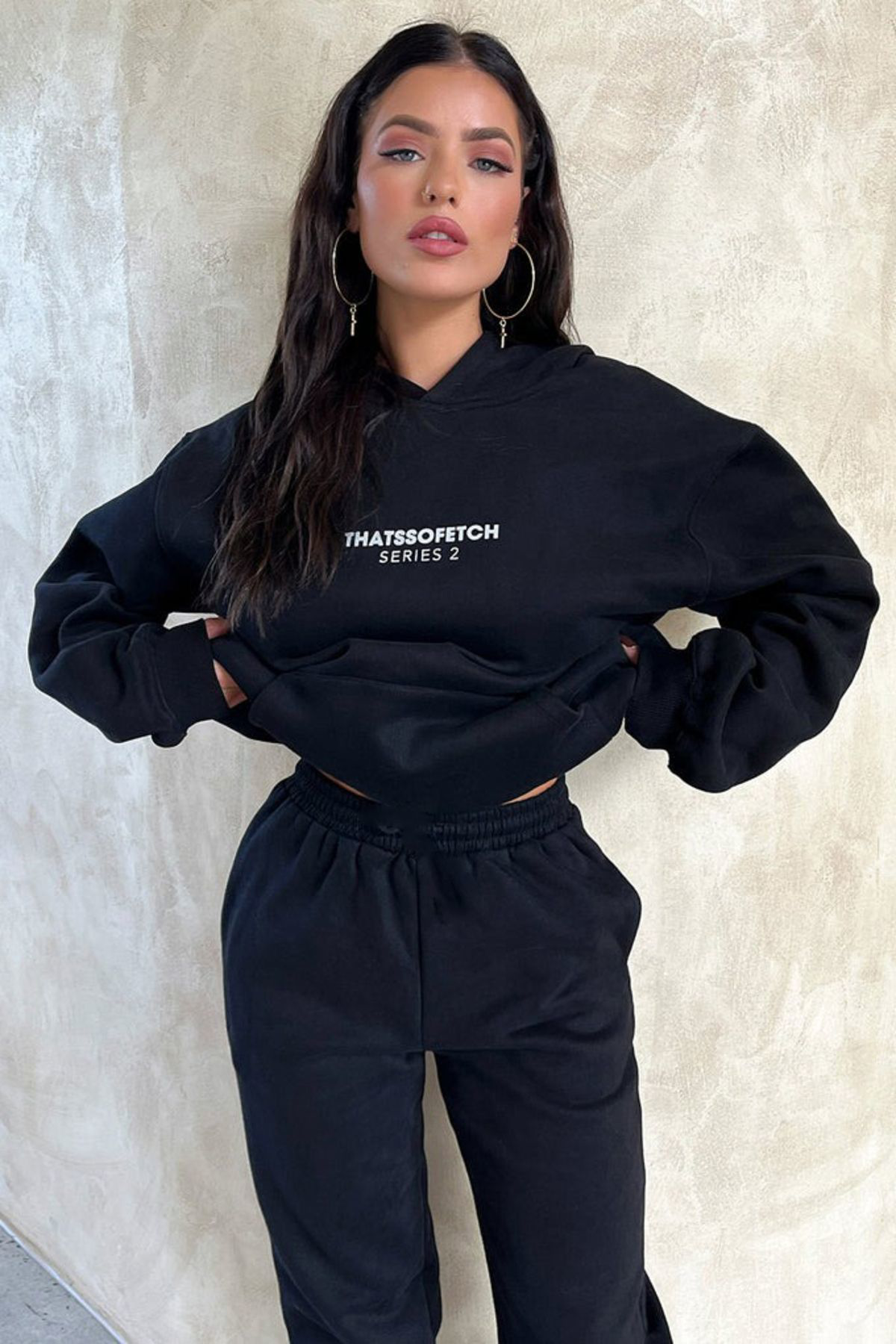 Anna Christina So Fetch Series 2 Eşofman Takimi Sweatshirt Jogger - Siyah Baskil