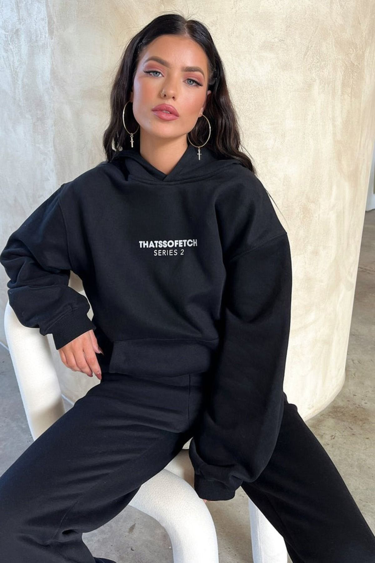Anna Christina So Fetch Series 2 Eşofman Takimi Sweatshirt Jogger - Siyah Baskil