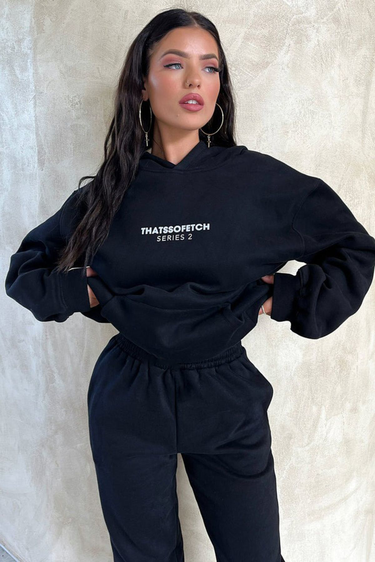 Anna Christina So Fetch Series 2 Eşofman Takimi Sweatshirt Jogger - Siyah Baskil