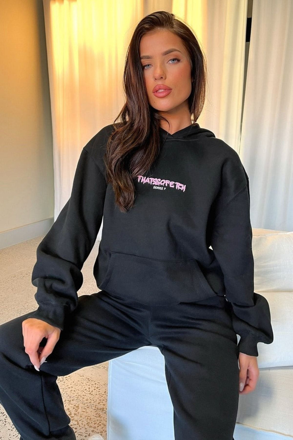 Anna Christina So Fetch Series 7 Eşofman Takimi Sweatshirt Jogger - Siyah Baskil