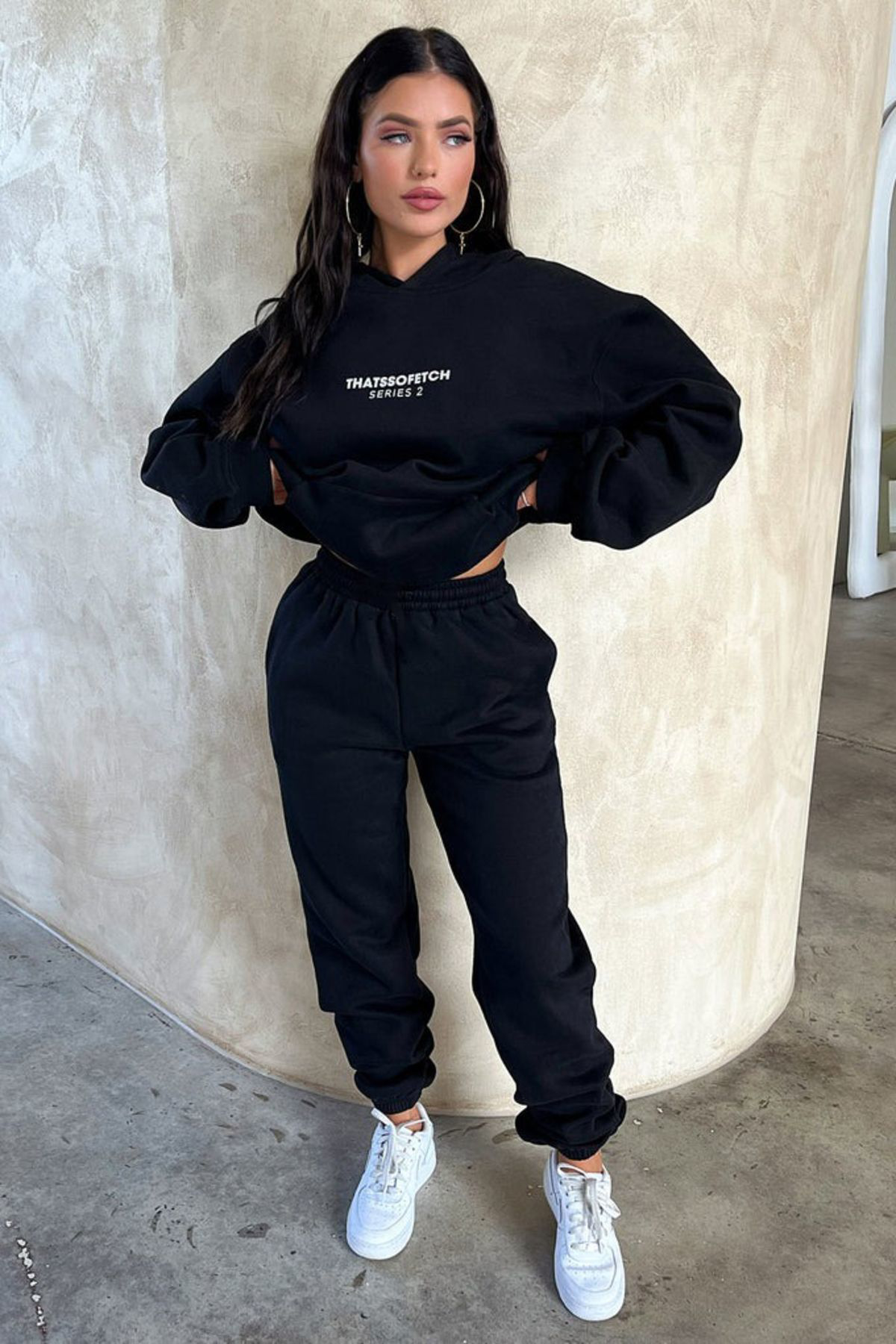 Anna Christina So Fetch Series 2 Eşofman Takimi Sweatshirt Jogger - Siyah Baskil