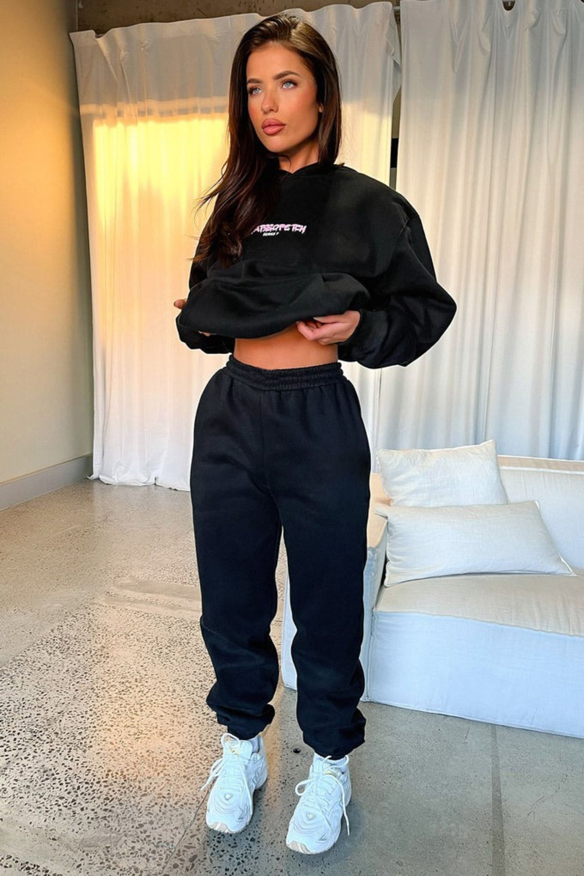 Anna Christina So Fetch Series 7 Eşofman Takimi Sweatshirt Jogger - Siyah Baskil