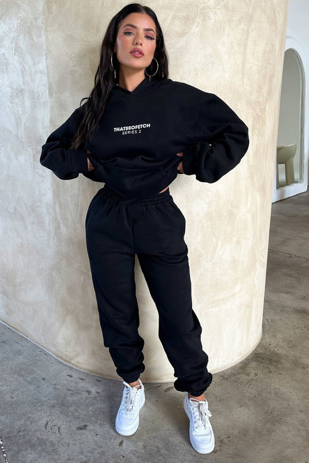 Anna Christina So Fetch Series 2 Eşofman Takimi Sweatshirt Jogger - Siyah Baskil