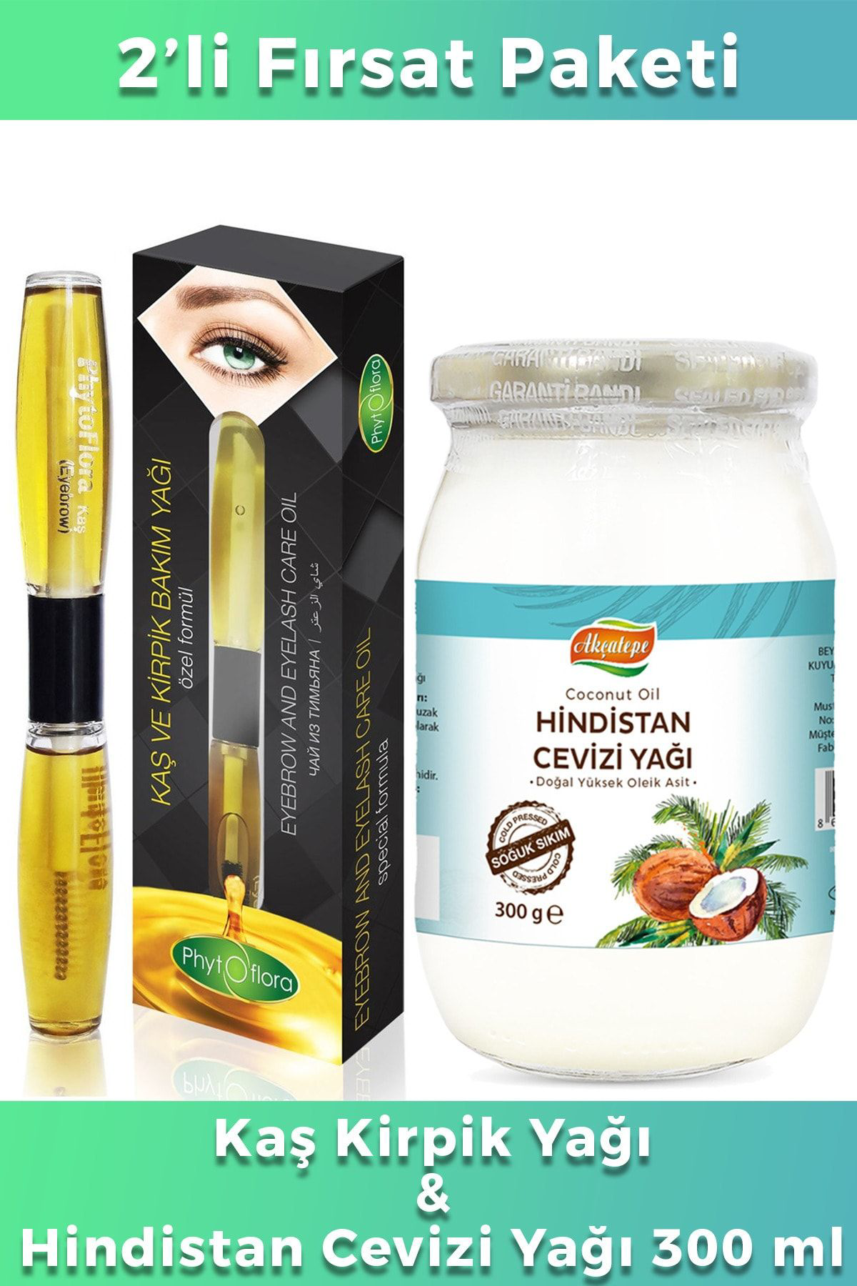 Phytoflora Soğuk Sikim Doğal Hindistan Cevizi Yaği 300Ml Ve Kaş Kirpik Bakim