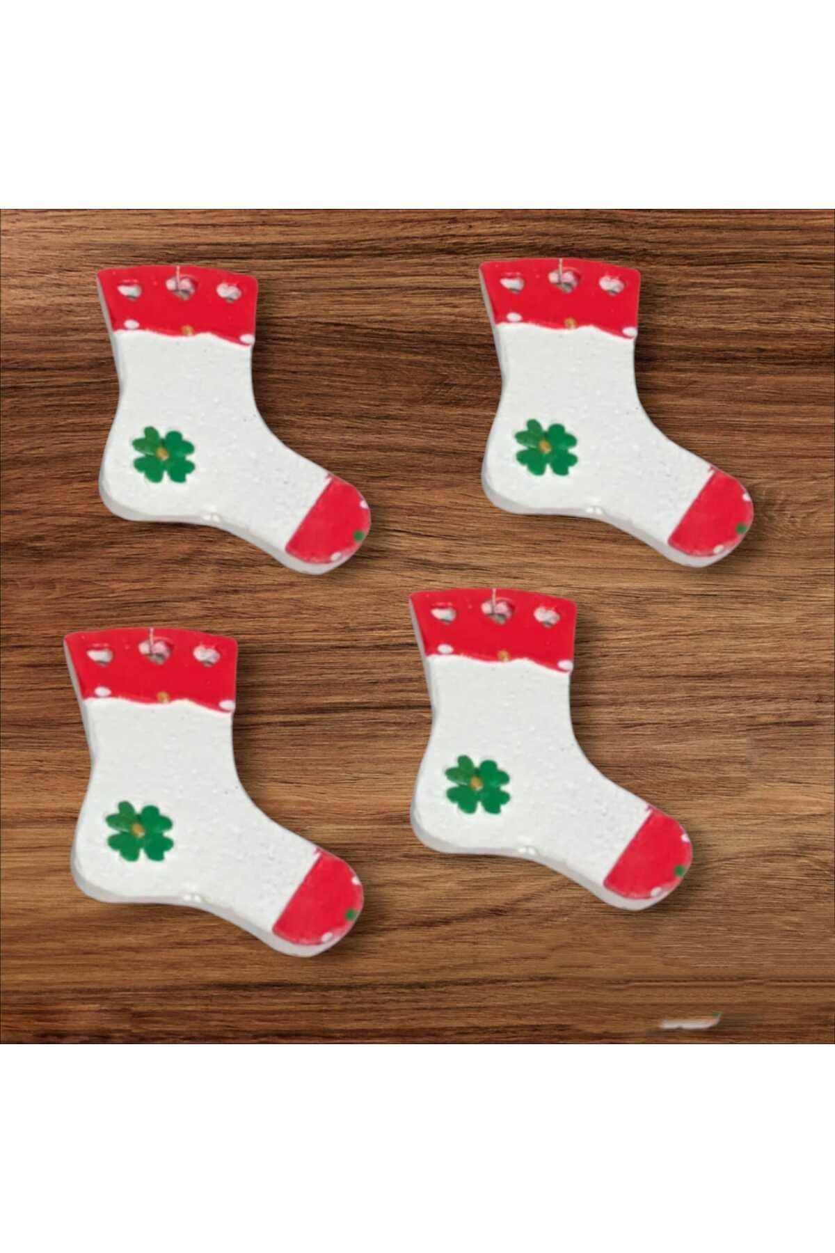 Dodemert Home Şömine Hediye Çorabi Dekoratif Duvar &Kapi& Ağaç Süsü 4 Lük