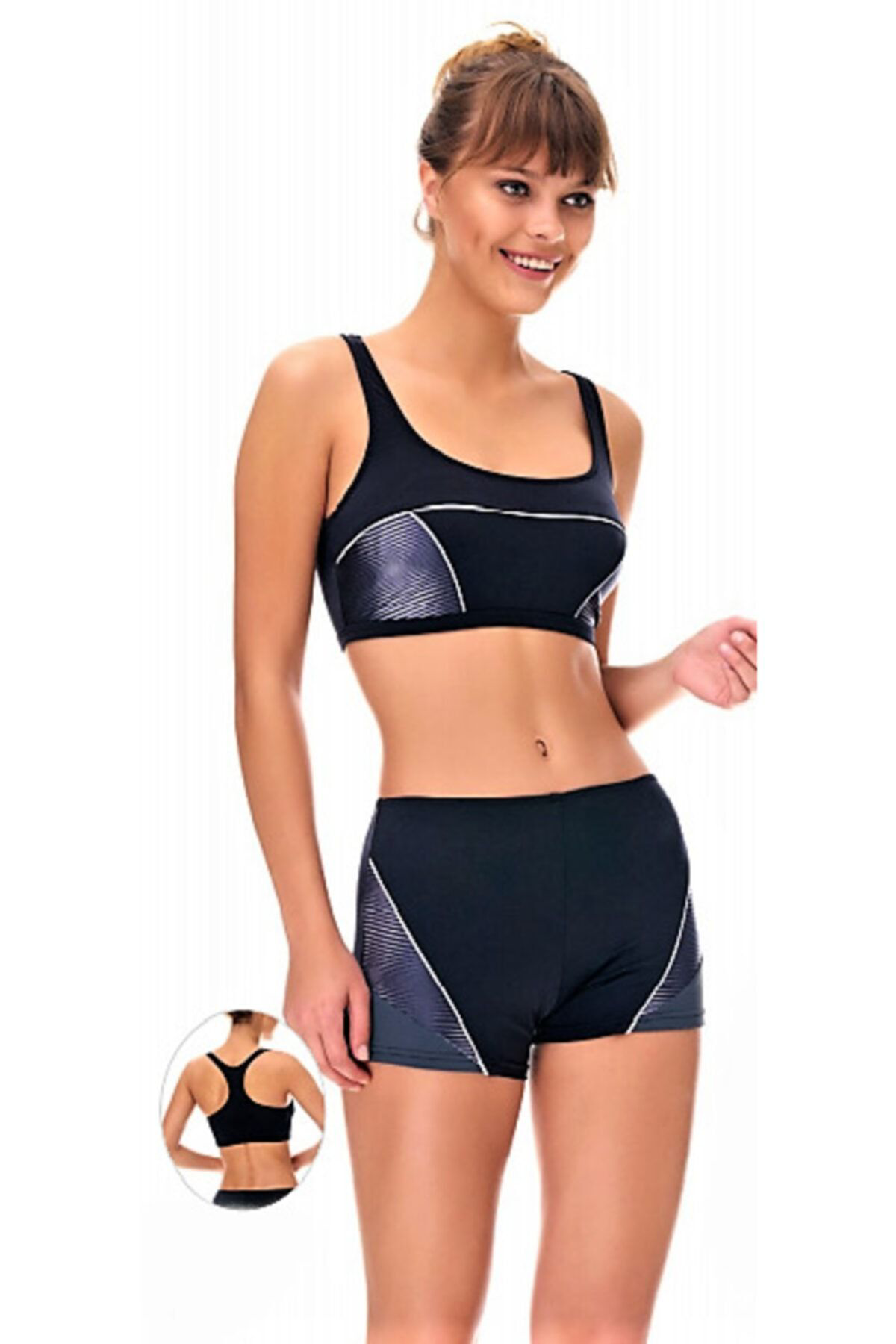 Sunsurf Şortlu Yüzücü Bikini Takimi Siyah