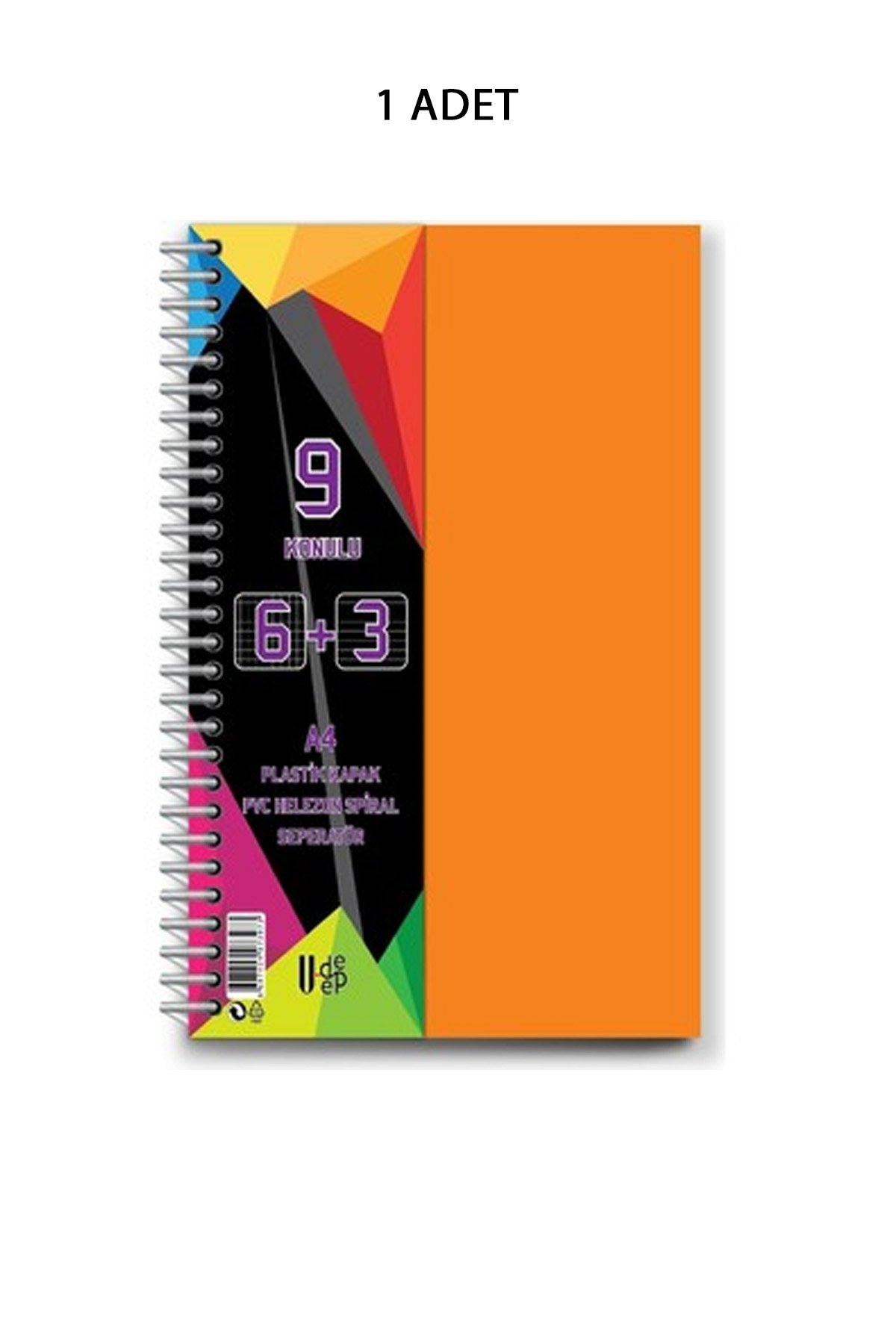 Just Cheap Store Spiralli Pp Kapak 6+3 225 Yaprak 9 Ayraçli Defter