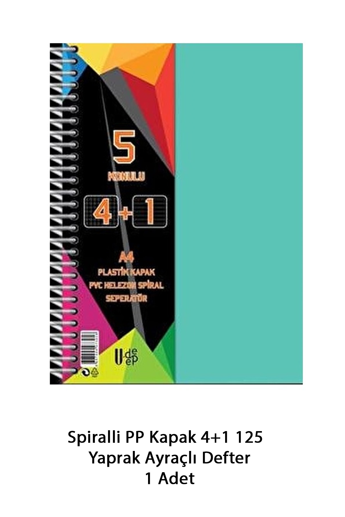 Just Cheap Store Spiralli Pp Kapak 4+1 125  Yaprak Ayraçli Defter
