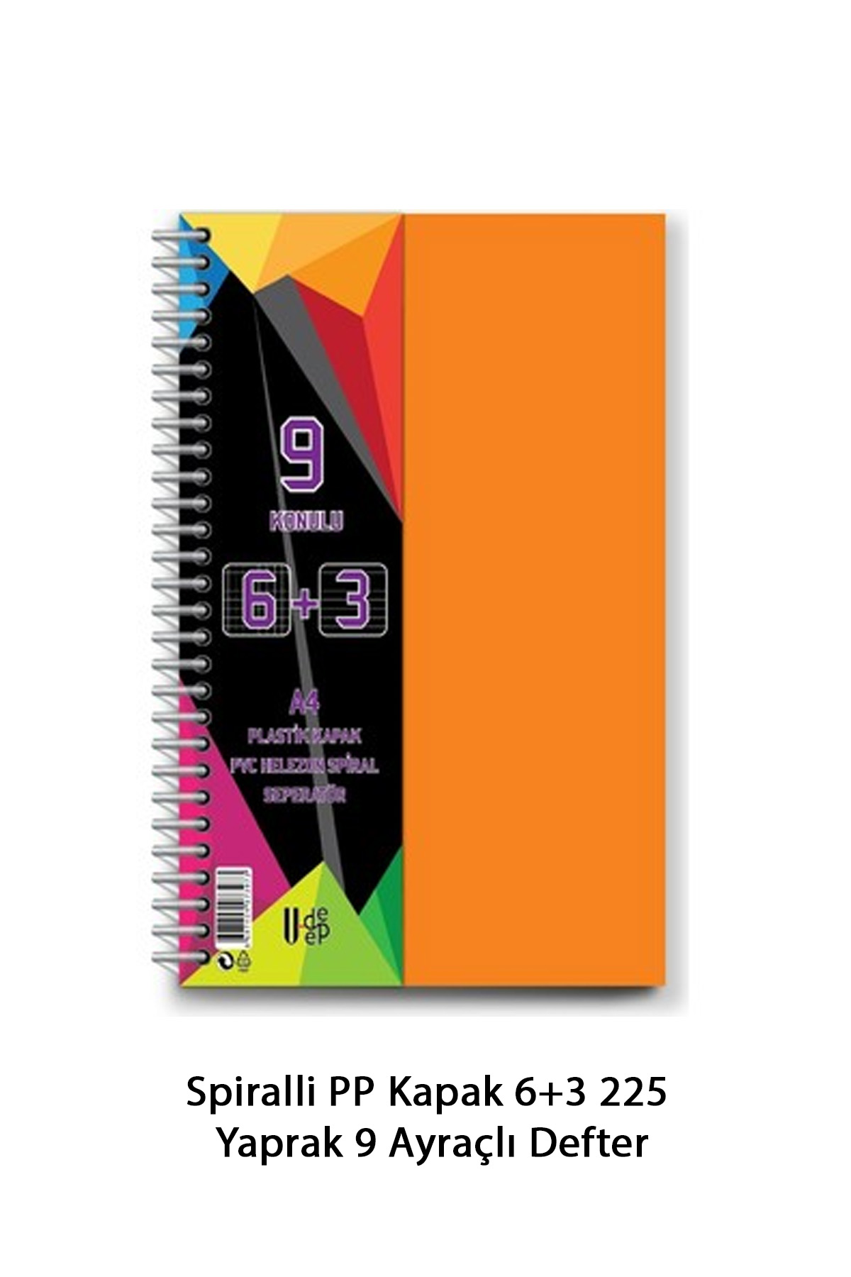 Just Cheap Store Spiralli Pp Kapak 6+3 225 Yaprak 9 Ayraçli Defter