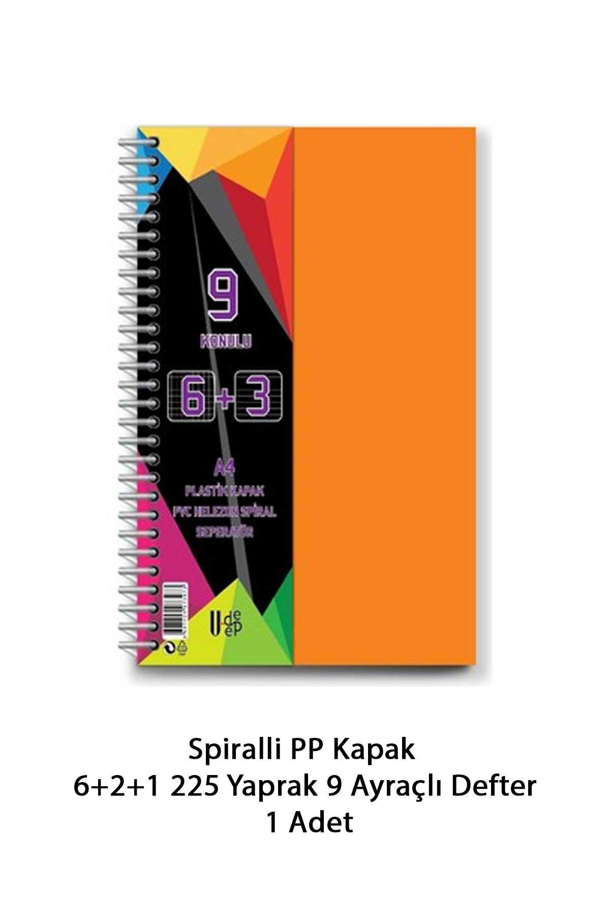 Just Cheap Store Spiralli Pp Kapak 6+2+1 225 Yaprak 9 Ayraçli Defter