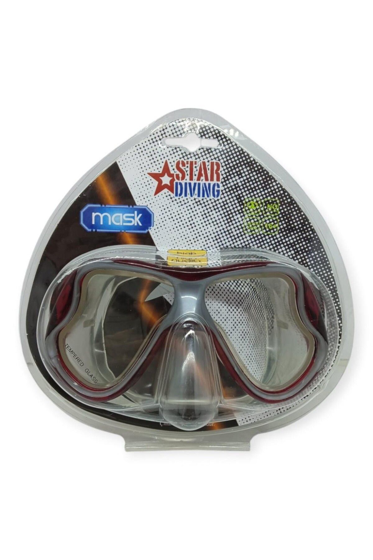 K&A Star Diving Temper Camli Daliş Maskesi Yetişkin - 51709-Kirmizi