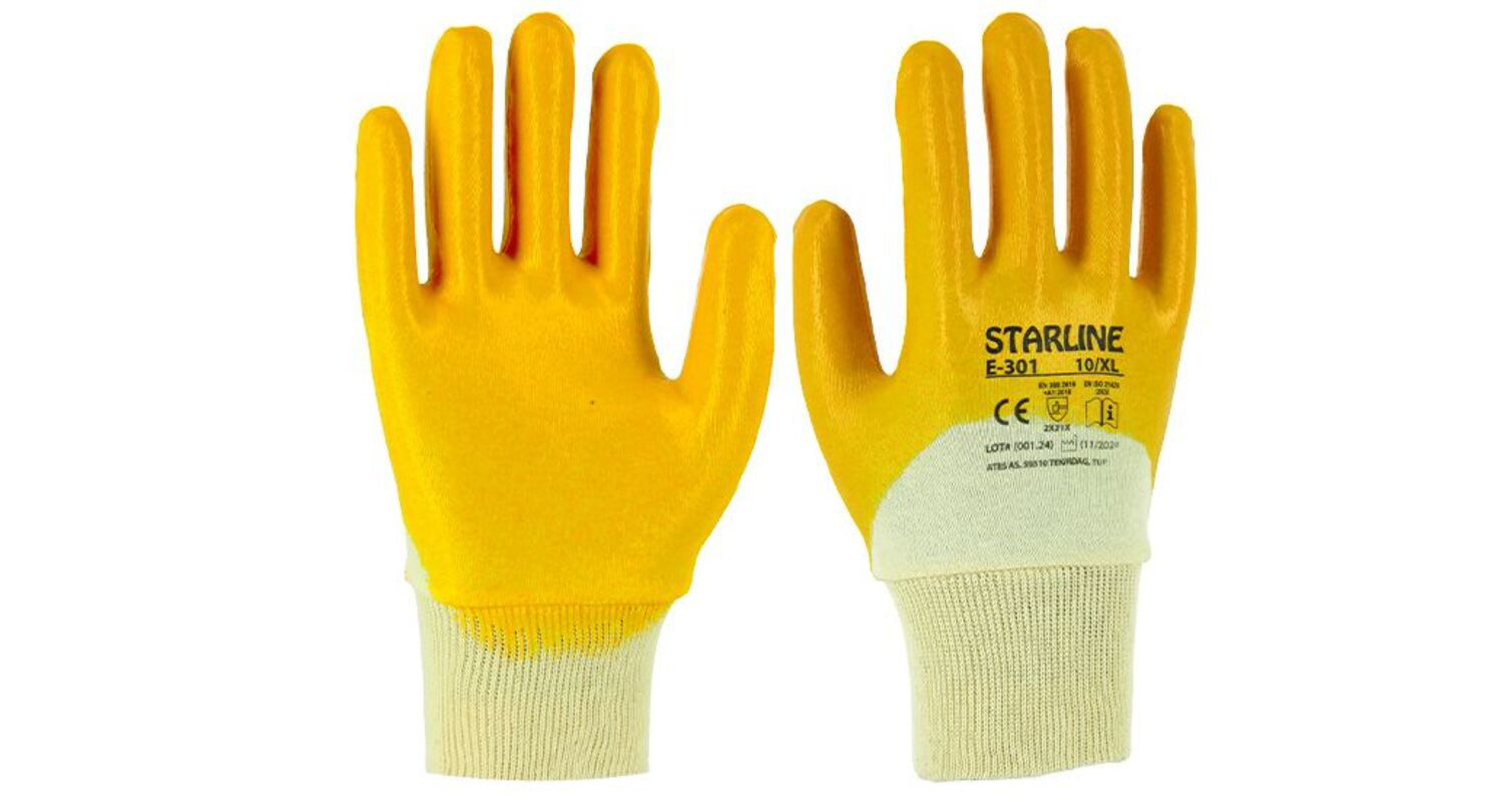 Starline  E-301 Sari Nitril Eldiven No: L/9 - 12 Çift