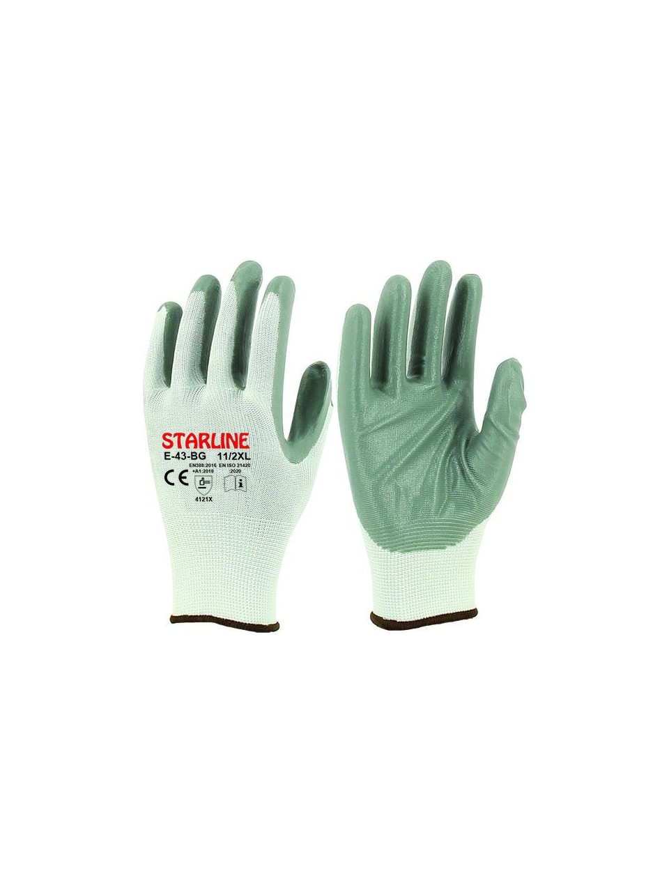 Starline  E-43Bg Beyaz-Gri Nitril Eldiven No:Xl/10 - (12 Çift)