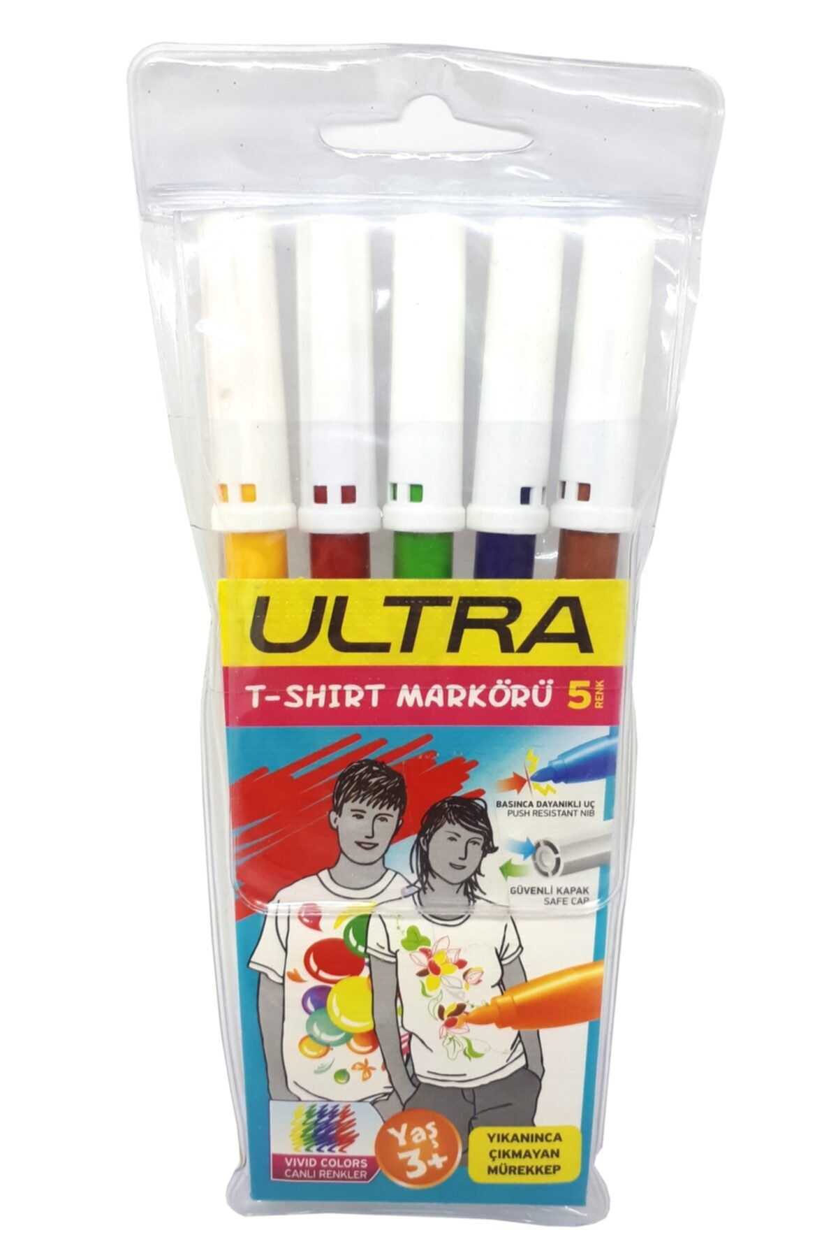 Ultra T-Shirt Markörü Kumaş Boyama Kalemi 5'Li Paket