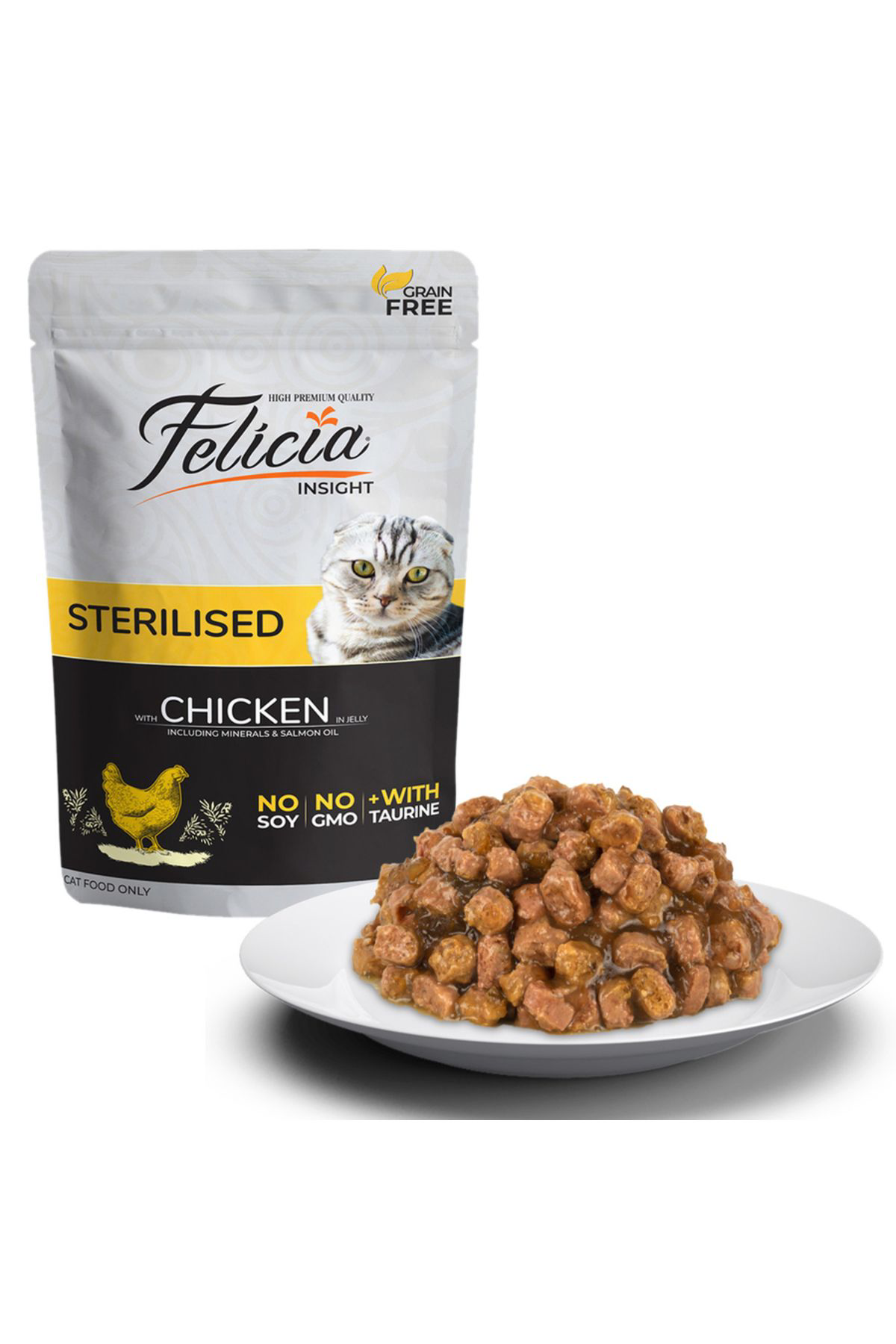 Felicia Tahilsiz 85 Gr Pouch Sterilised Tavuklu Yaş Kedi Mamasi 12 Adet