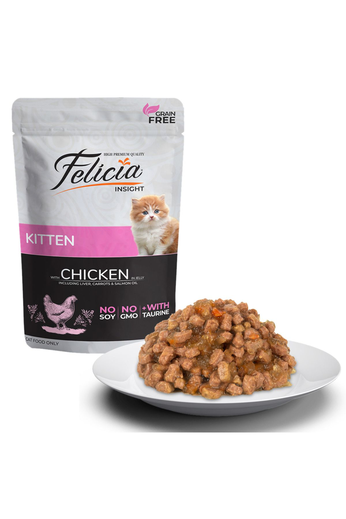 Felicia Tahilsiz 85 Gr Pouch Yavru Tavuklu Yaş Kedi Mamasi 12 Adet