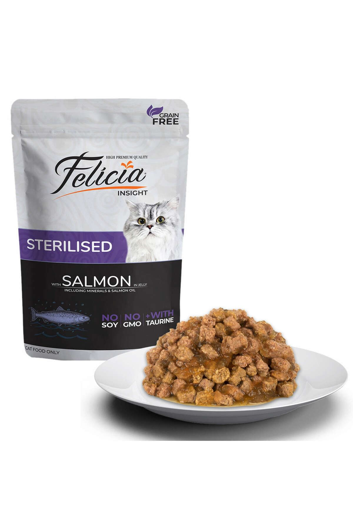 Felicia Tahilsiz 85 Gr Pouch Sterilised Somonlu Yaş Kedi Mamasi 12 Adet