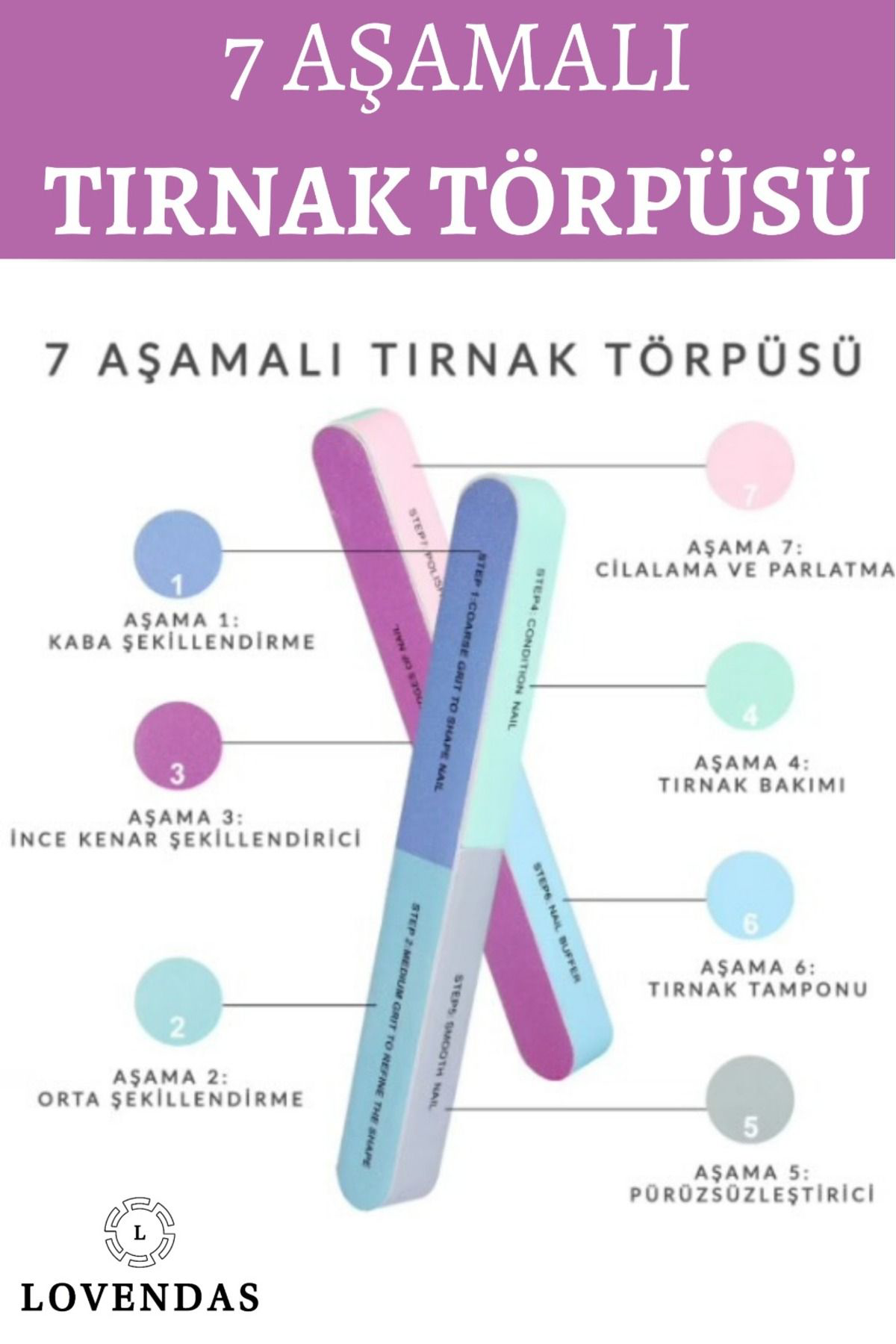 Lovendas Tam 7 Aşamali Tirnak Törpüsü - Manikür Pedikür İçin