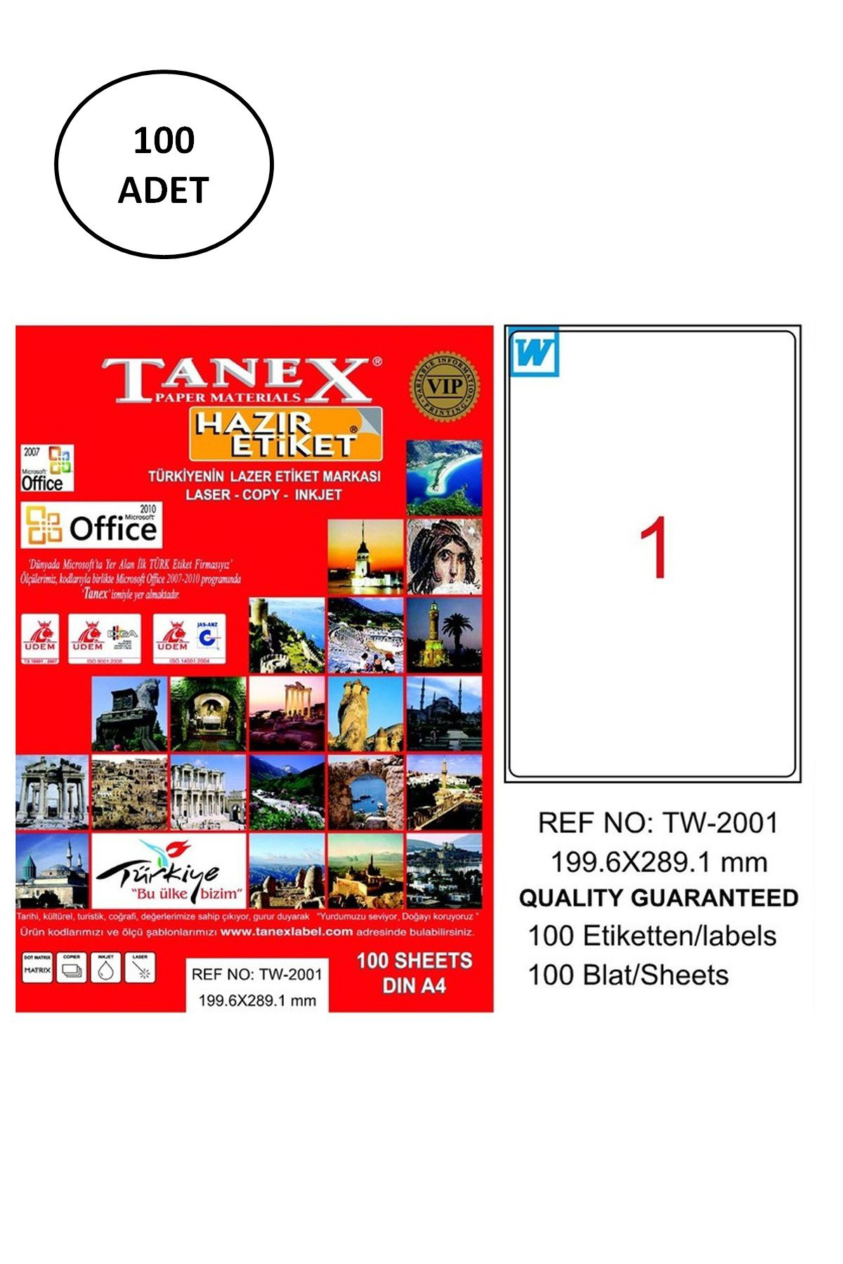 Cexos Tanex Tw-2001 Lazer Etiket 199X289 Mm 100 Adet - Cbt7718-8691