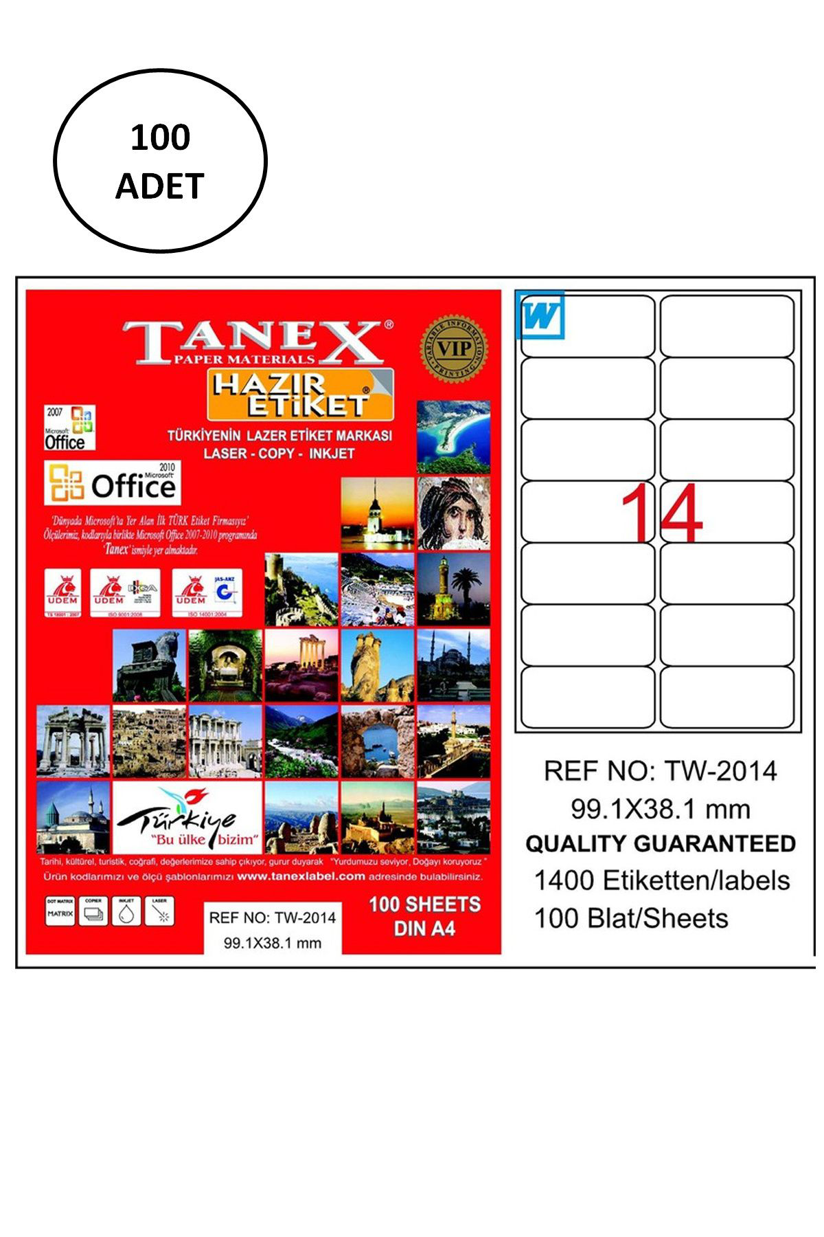 Cexos Tanex Tw-2014 Lazer Etiket 99X38 Mm 100 Adet - Cbt1142-5653