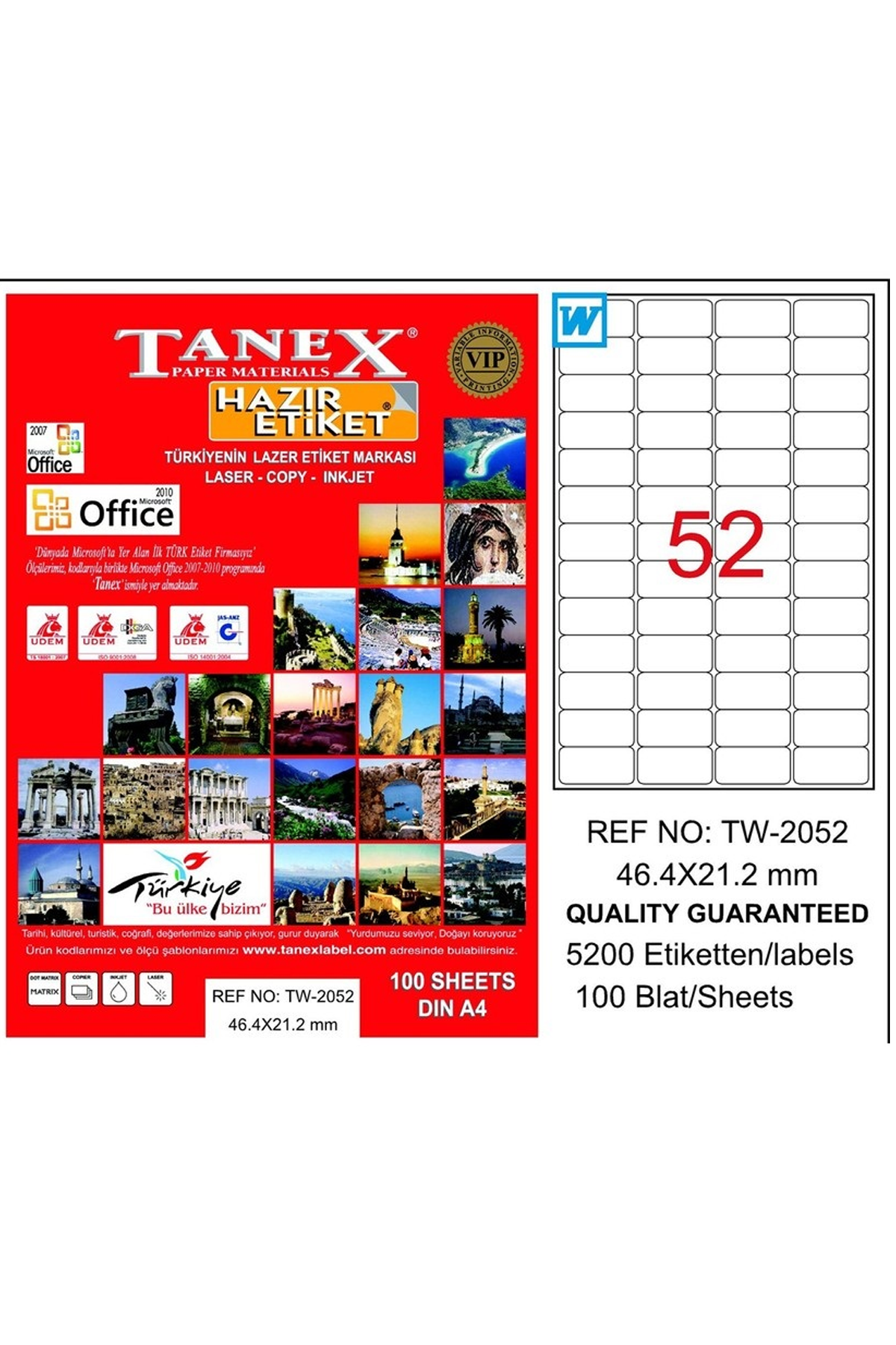 Just Cheap Store Tanex Tw-2052 46,4X21,2 Mm Lazer Etiket 100'Lü