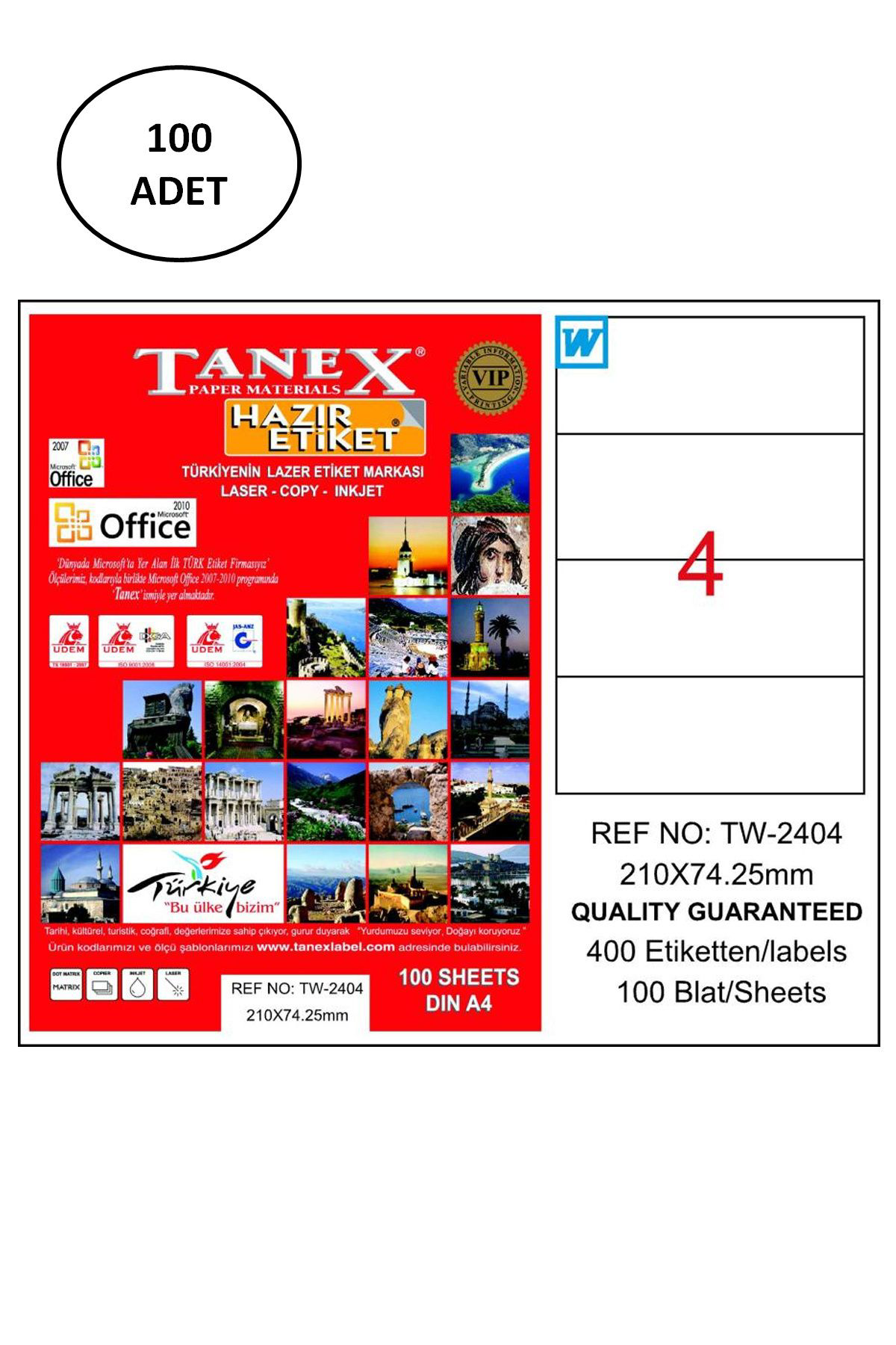 Cexos Tanex Tw-2404 210X7425 Mm Lazer Etiket 100 Adet - Cbt5881-7502