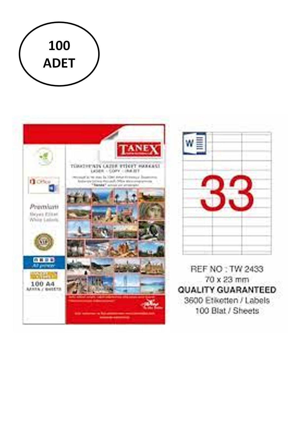 Cexos Tanex Tw-2433 Lazer Etiket 70X23 Mm 100 Adet - Cbt6199-7542