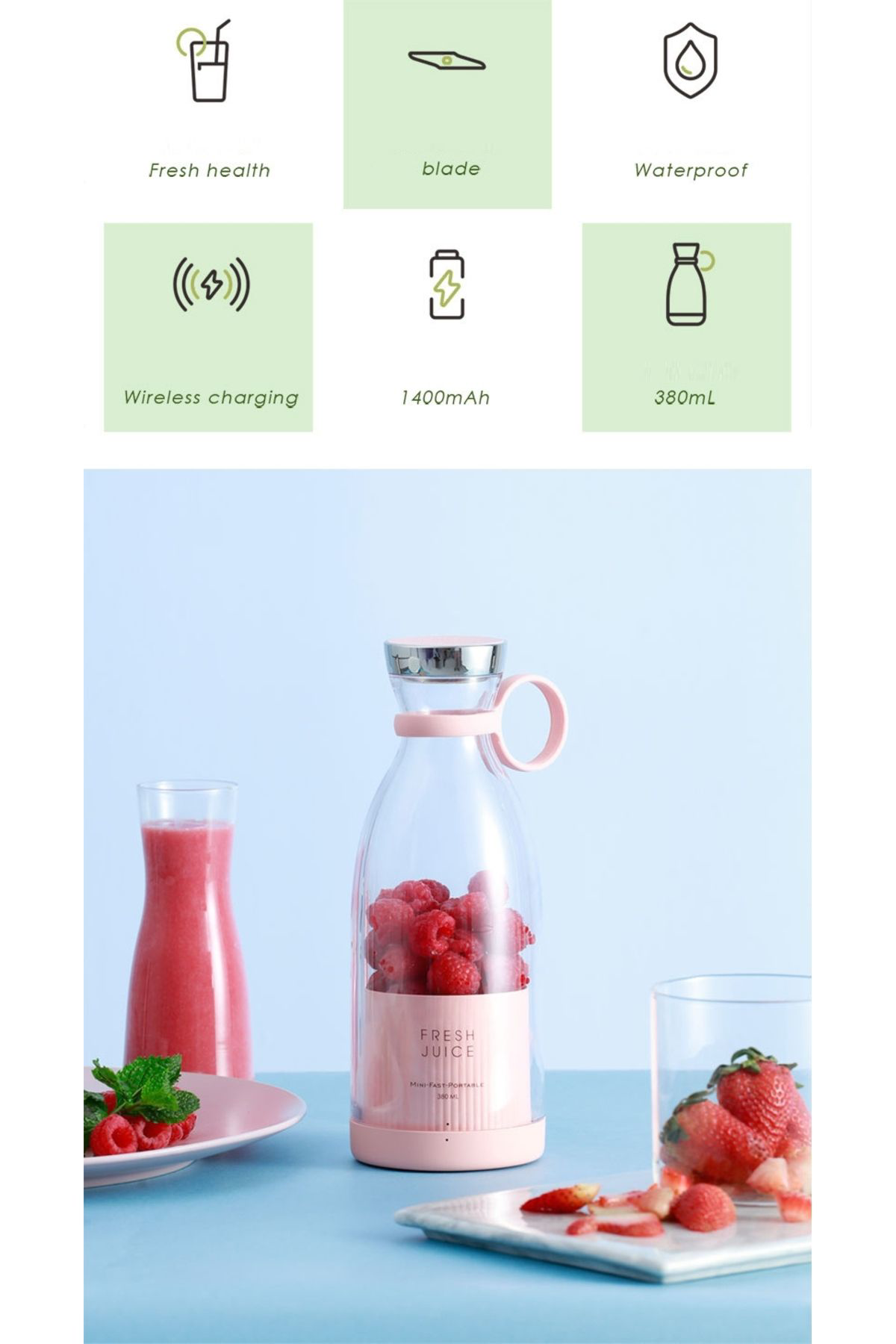 Ok Aksesuar Taşinabilir Blender, Taşinabilir Mini Hizli Blender 350Ml Meyve S