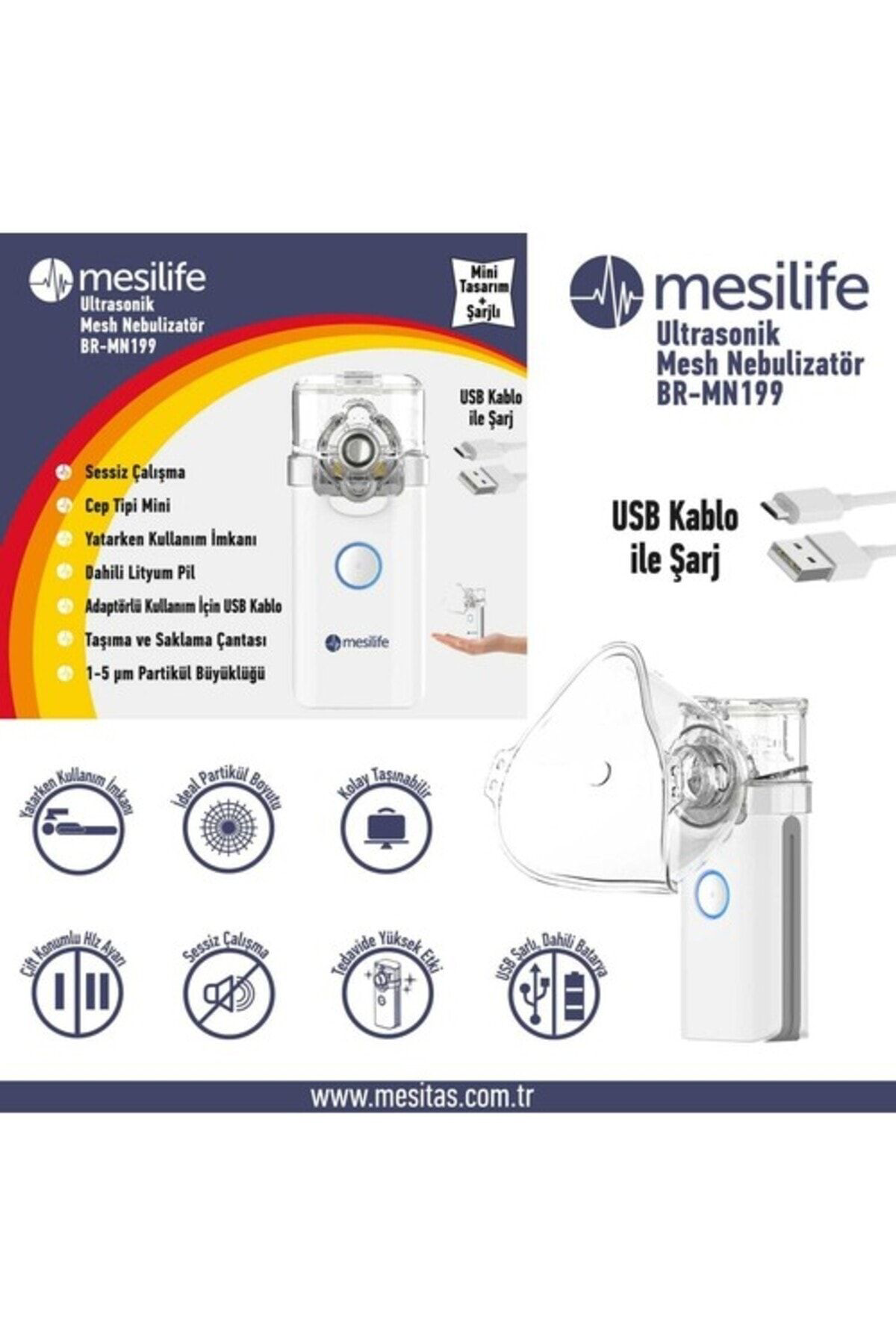 Mesilife Taşinabilir Mini Mesh Nebulizatör Br-Mn199 Sessiz Ve Yatarken Kul