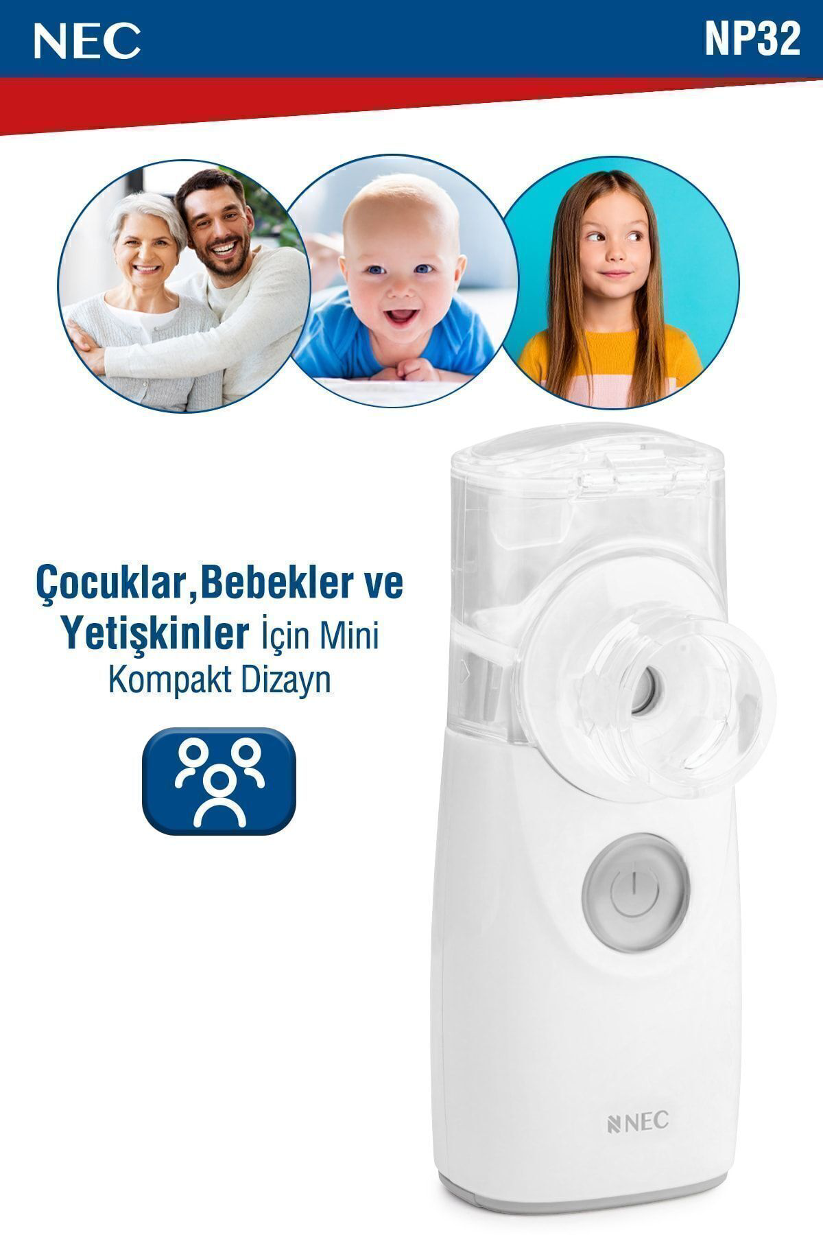Nec Taşinabilir Mini Mesh Nebulizatör Şarjli Sessiz Hafif Hava Makine