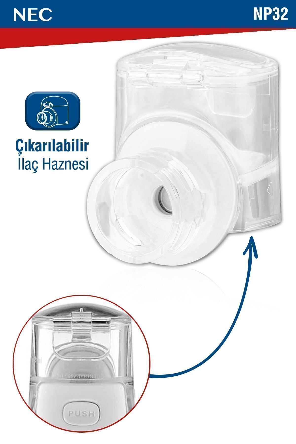 Nec Taşinabilir Mini Mesh Nebulizatör Şarjli Sessiz Hafif Hava Makine