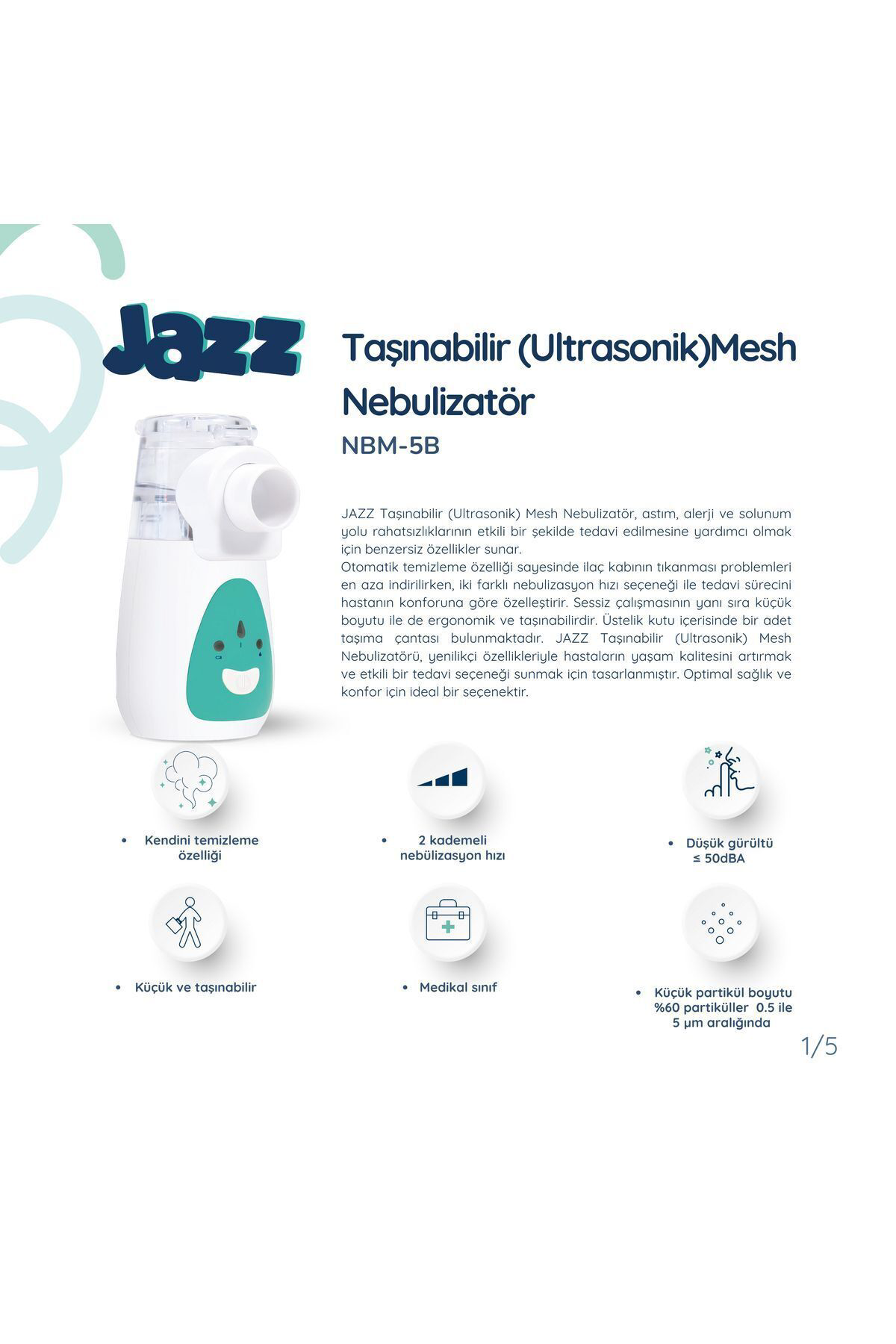 Jazz Taşinabilir (Ultrasonik) Mesh Nebulizatör
