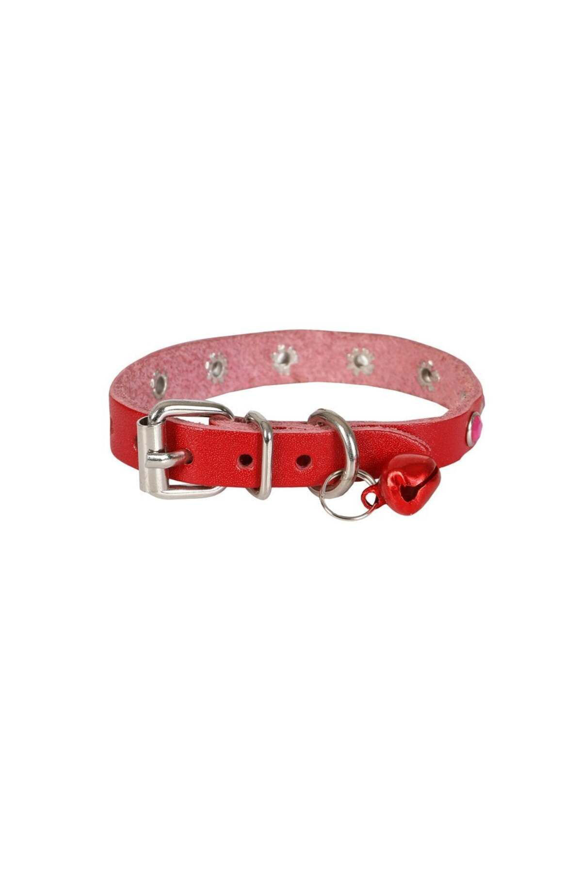 K&A Taşli Kedi Ve Yavru Köpek Tasmasi 1,2X26 Cm Kirmizi Large