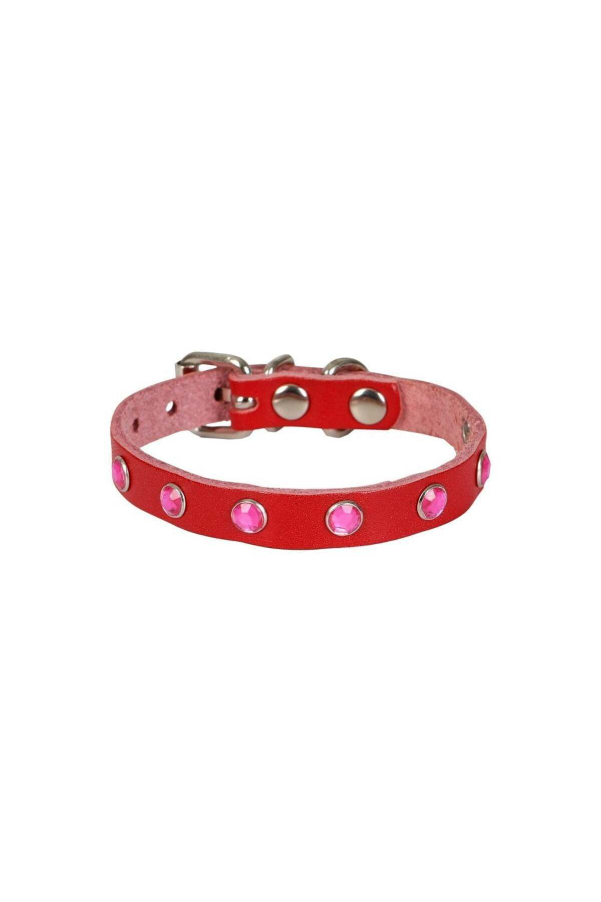 K&A Taşli Kedi Ve Yavru Köpek Tasmasi 1,2X26 Cm Kirmizi Large