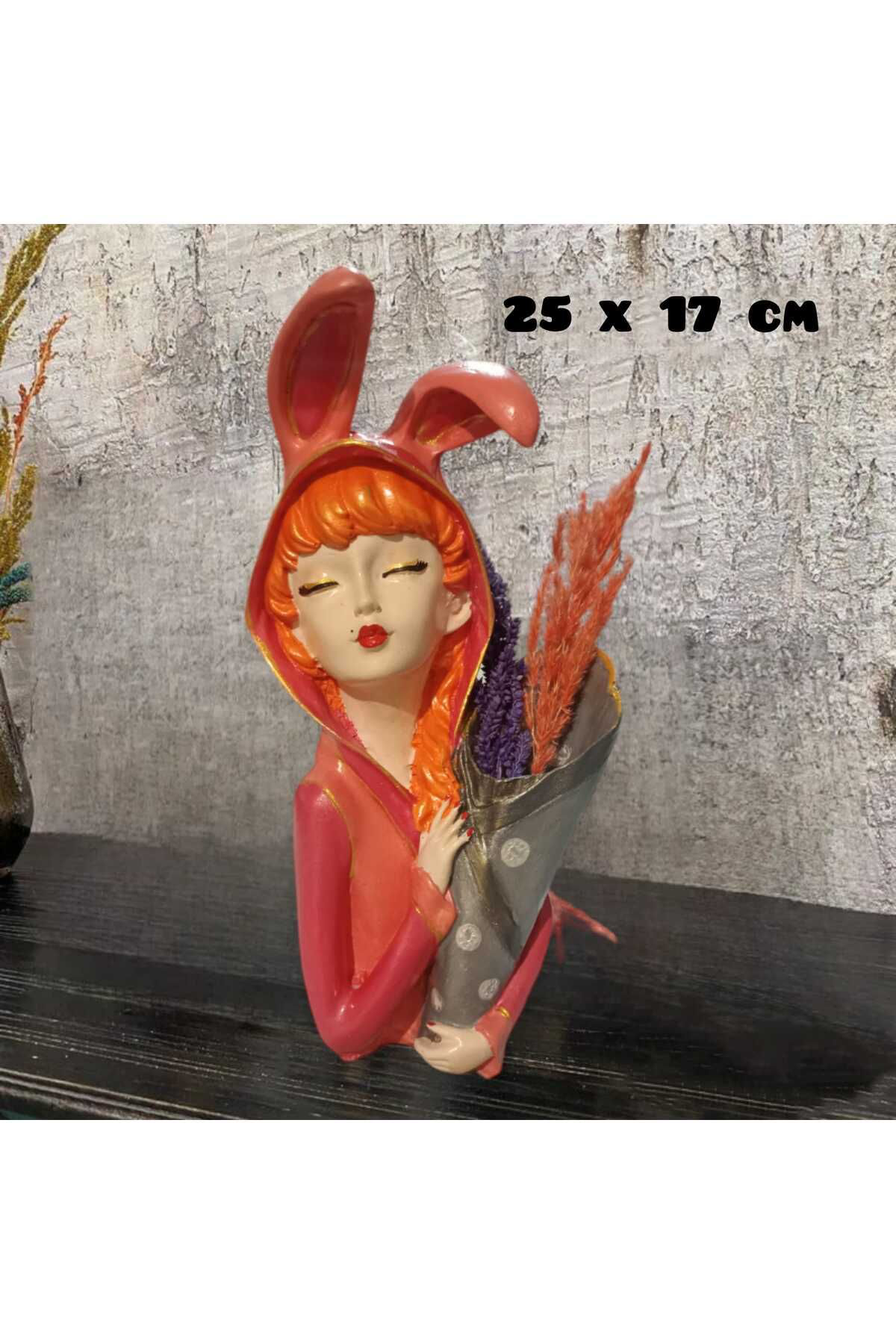 Dodemert Home Tavşan Kulaklikli Kiz Polyester Biblo & Vazo